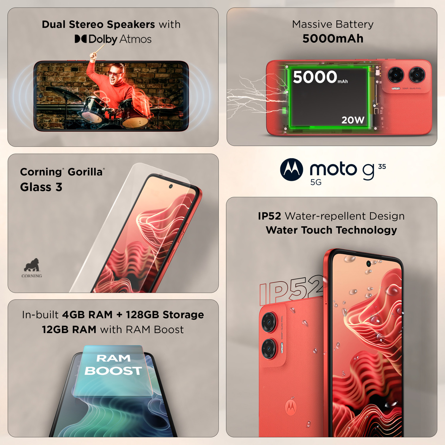 Image of MOTOROLA g35 5G (Guava Red, 128 GB)