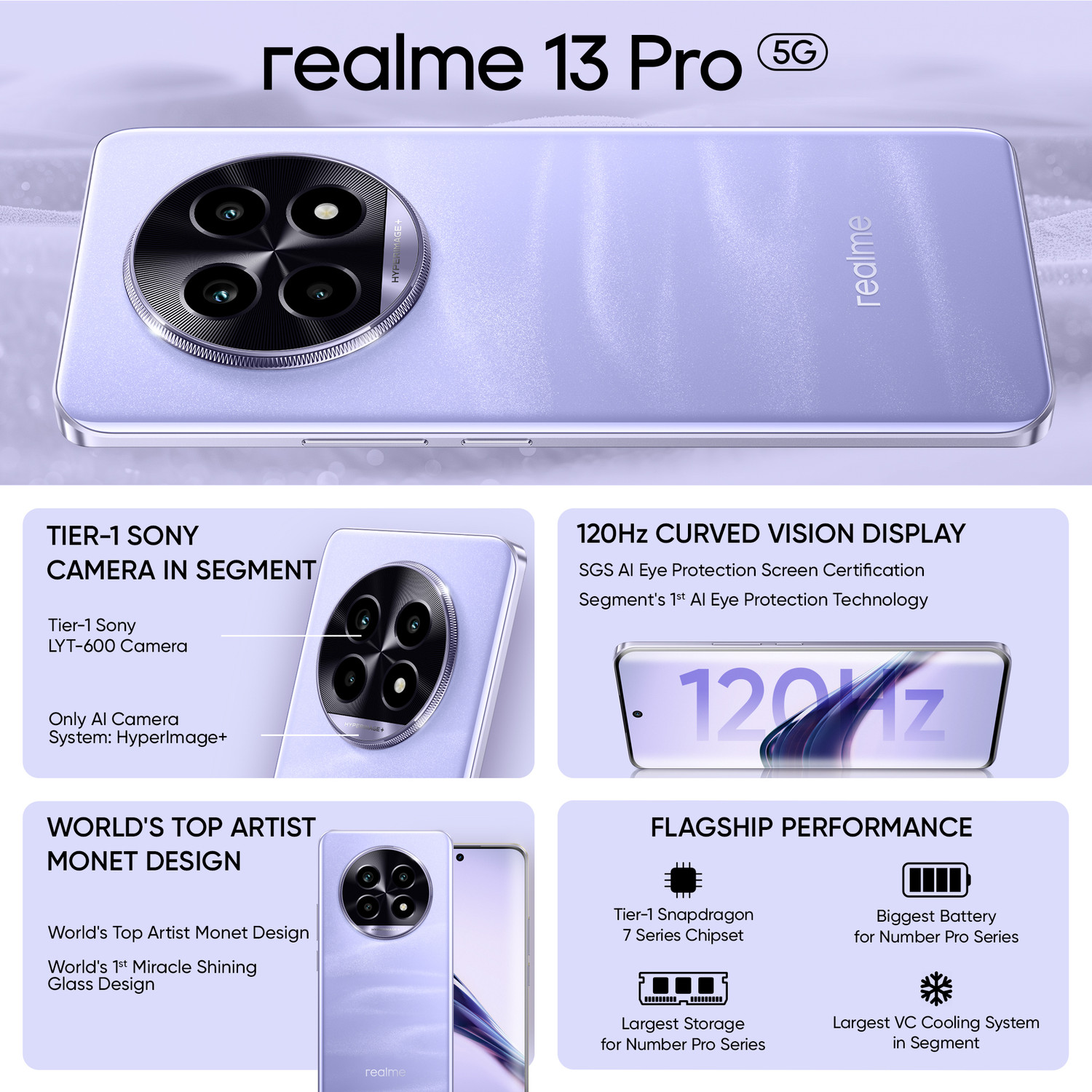 Image of realme 13 Pro 5G (Monet Purple, 128 GB)