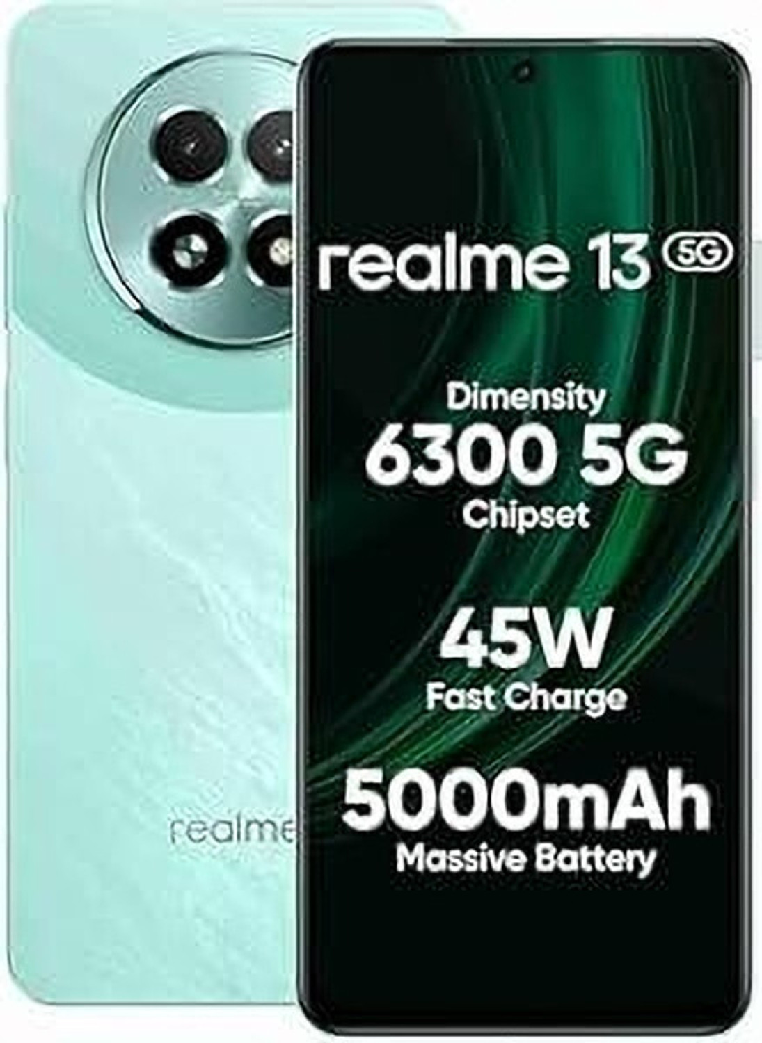 Image of realme 13 5G Up to 18GB Dynamic RAM | AI Dual Camera | Dimensity 6300 Processor (Speed Green, 256 GB)