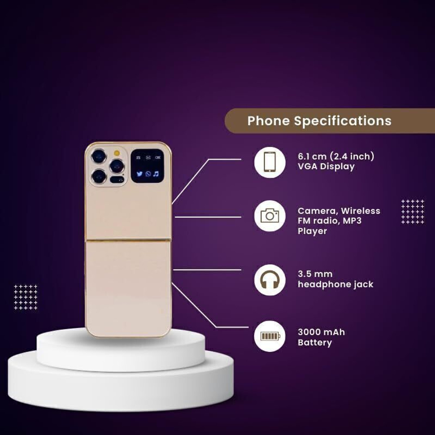 Image of Mobilezone Rock Z Flip Dual Sim |Keypad Mobile| with 2.4 inch Display Call & SMS Indicator (Gold)