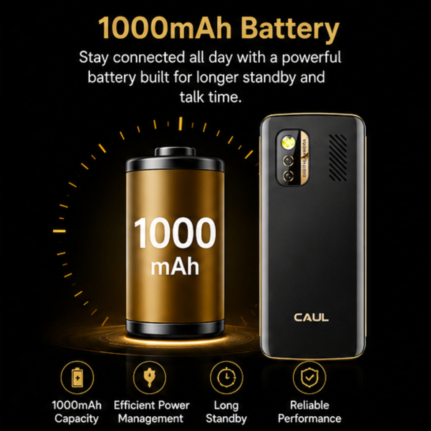 Image of CAUL X1 FORCE 2G Feature Phone with Dual SIM | Rear Camera | 1000mAh Battery