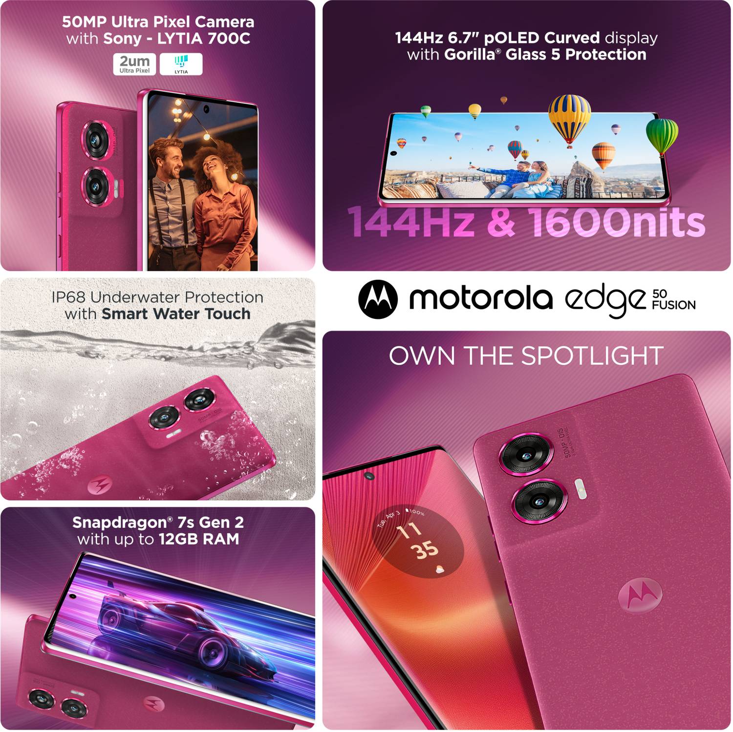 Motorola Edge 50 Fusion Hot Pink 256GB - Image 4