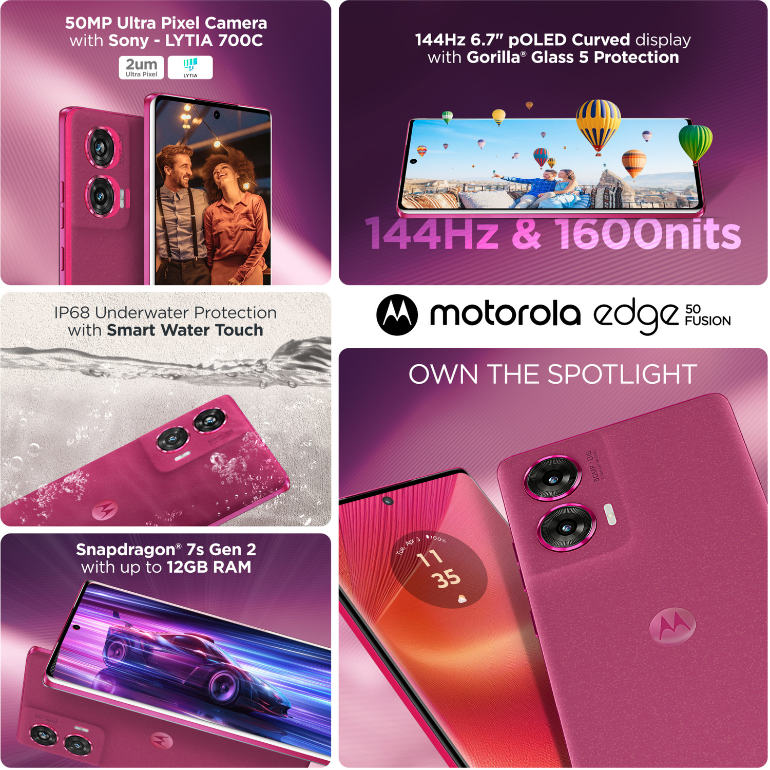 Image of Motorola Edge 50 Fusion (Hot Pink, 128 GB)