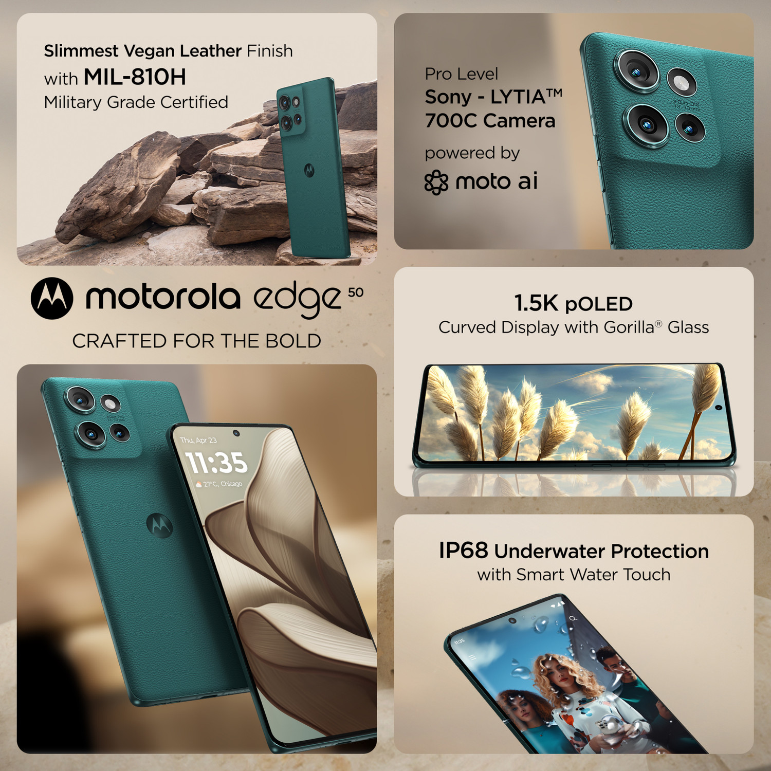Image of MOTOROLA Edge 50 (Jungle Green, 256 GB)