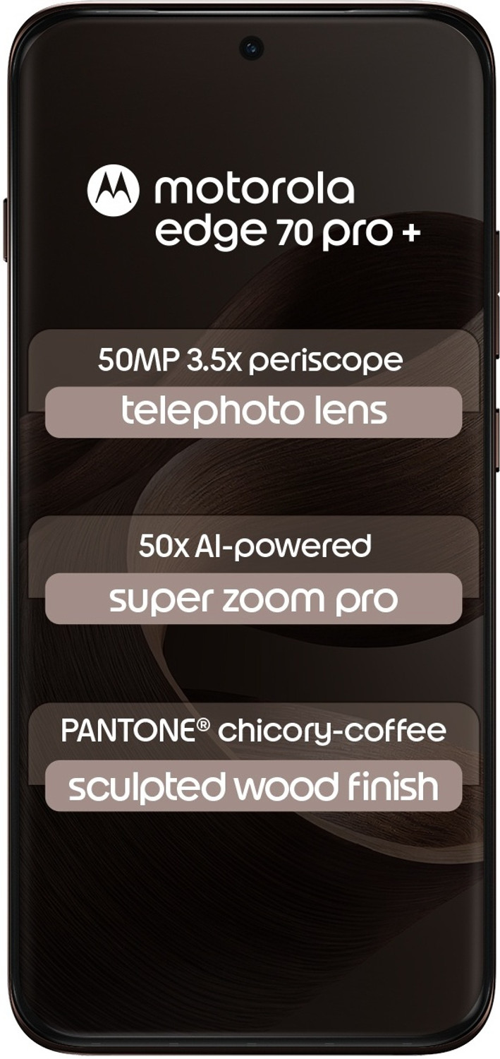 Image of MOTOROLA Edge 70 Pro+ (Sculpted Wood PANTONE Chicory coffee (Brown), 256 GB)