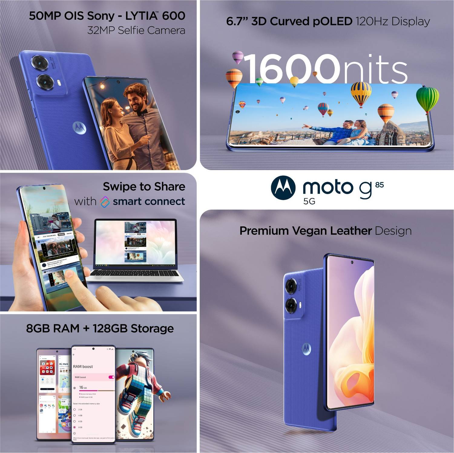 Motorola G85 5G 128GB Cobalt Blue - Image 4