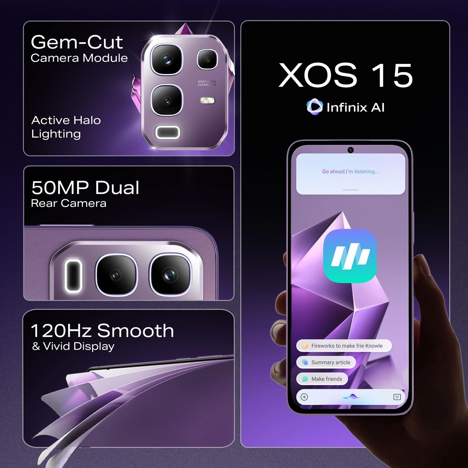 Image of Infinix Note 50x 5G+ 45W Charger In the Box & AI (Enchanted Purple, 128 GB)