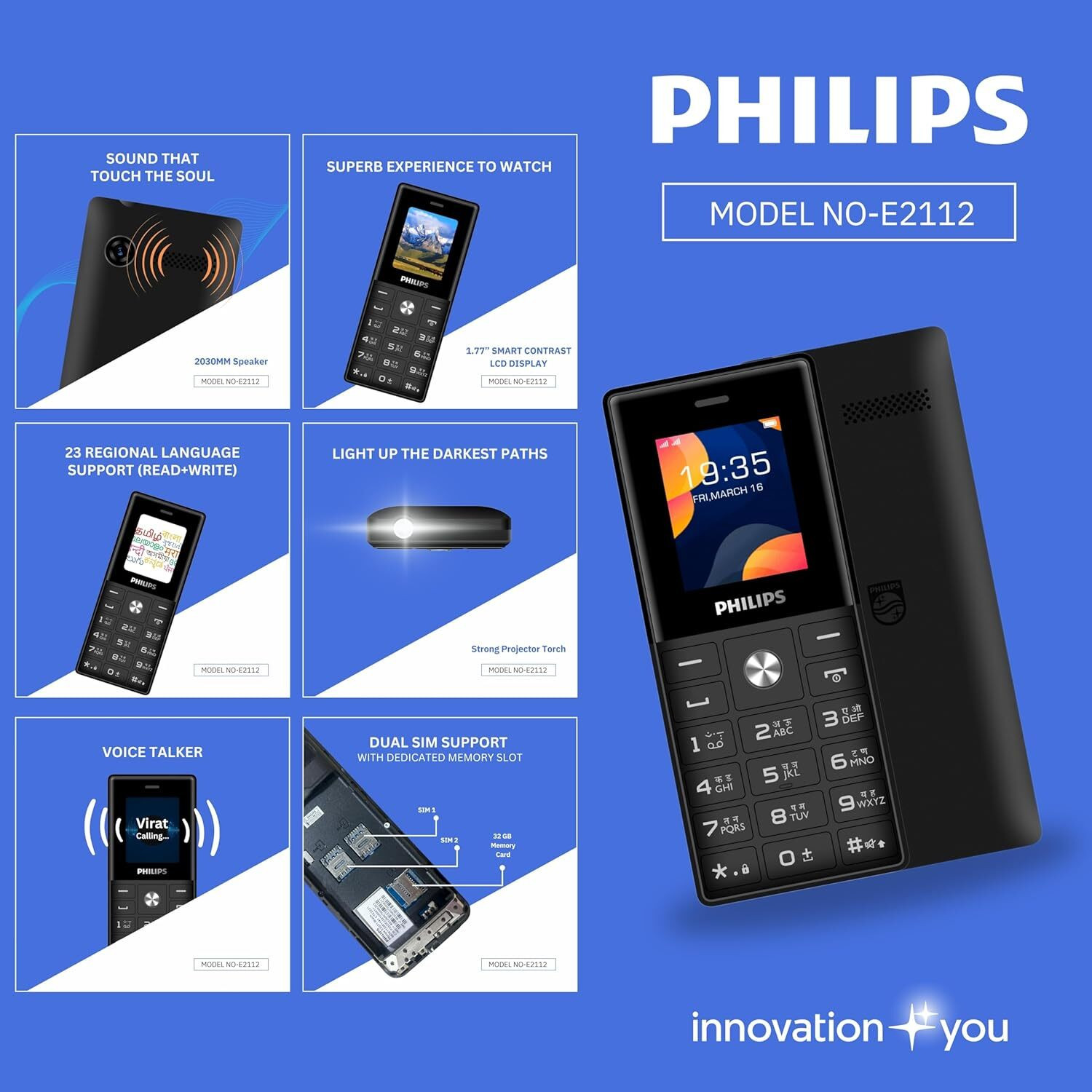 Image of PHILIPS All New E2112 Sleek & Stylish Keypad Mobile