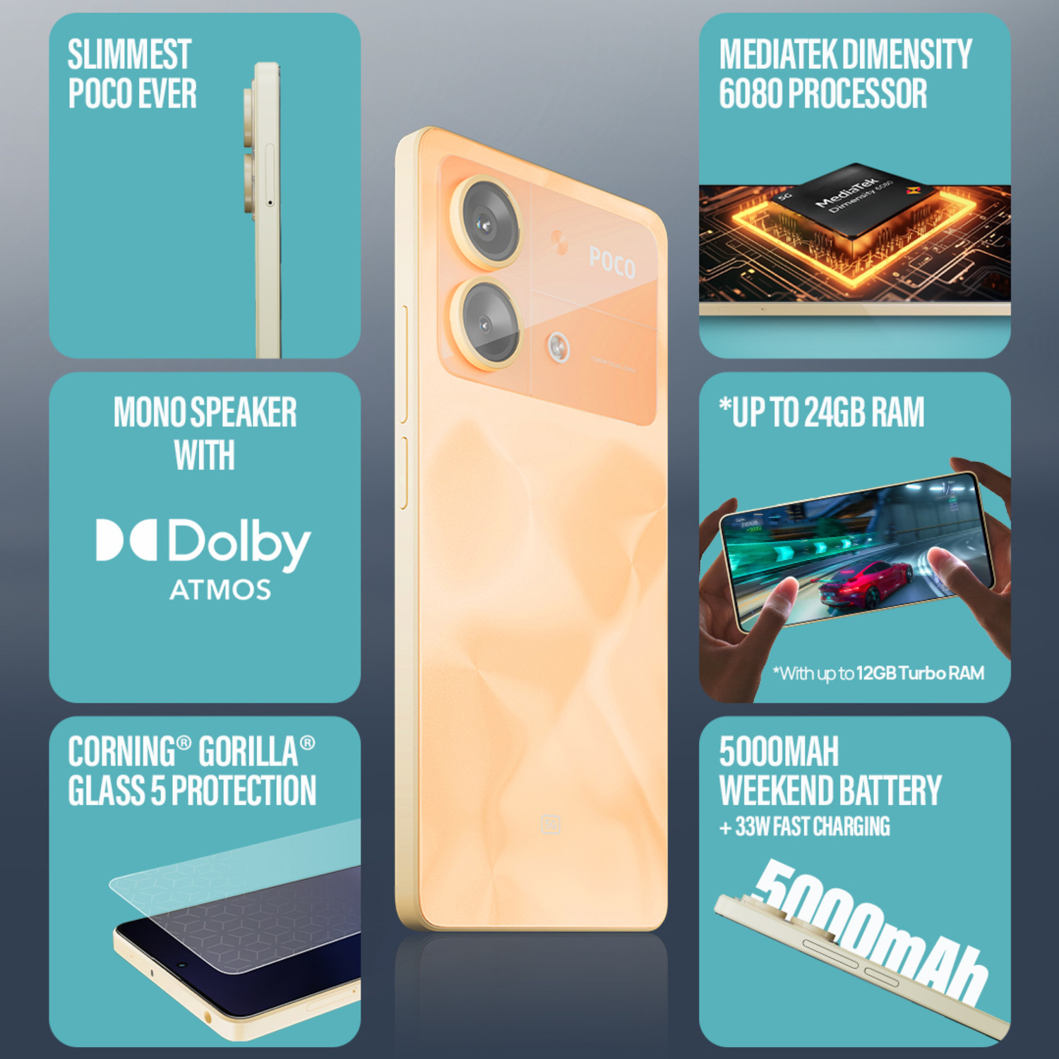Image of POCO X6 Neo 5G (Martian Orange, 128 GB)
