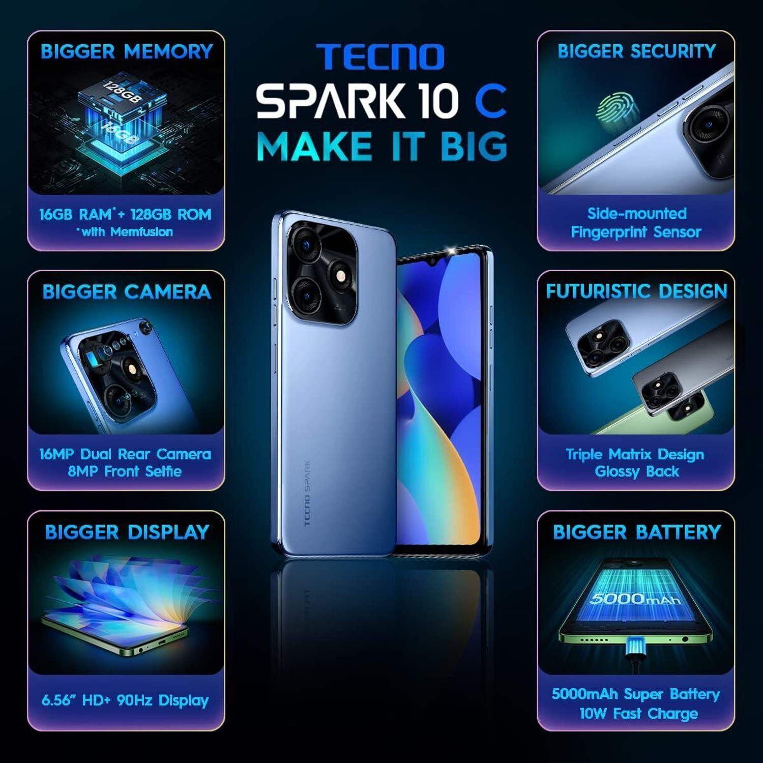 Image of Tecno Spark 10c (Meta Blue, 128 GB)