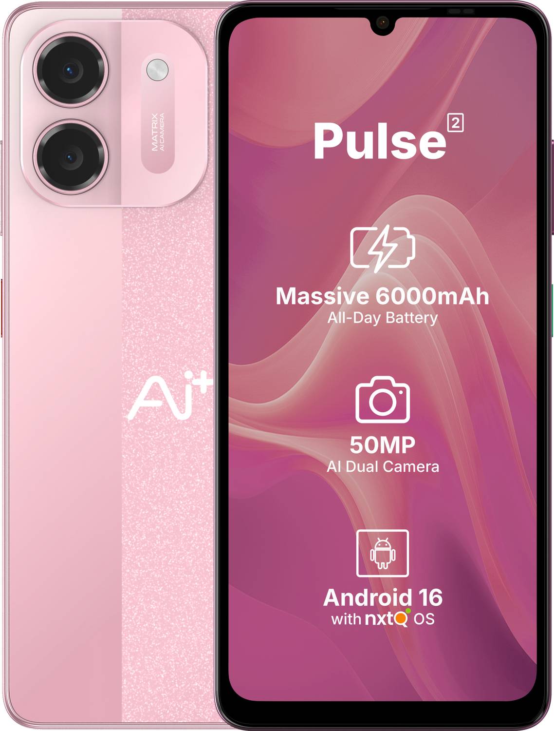 Ai+ Pulse 2 (Pink, 128 GB) (6 GB RAM)