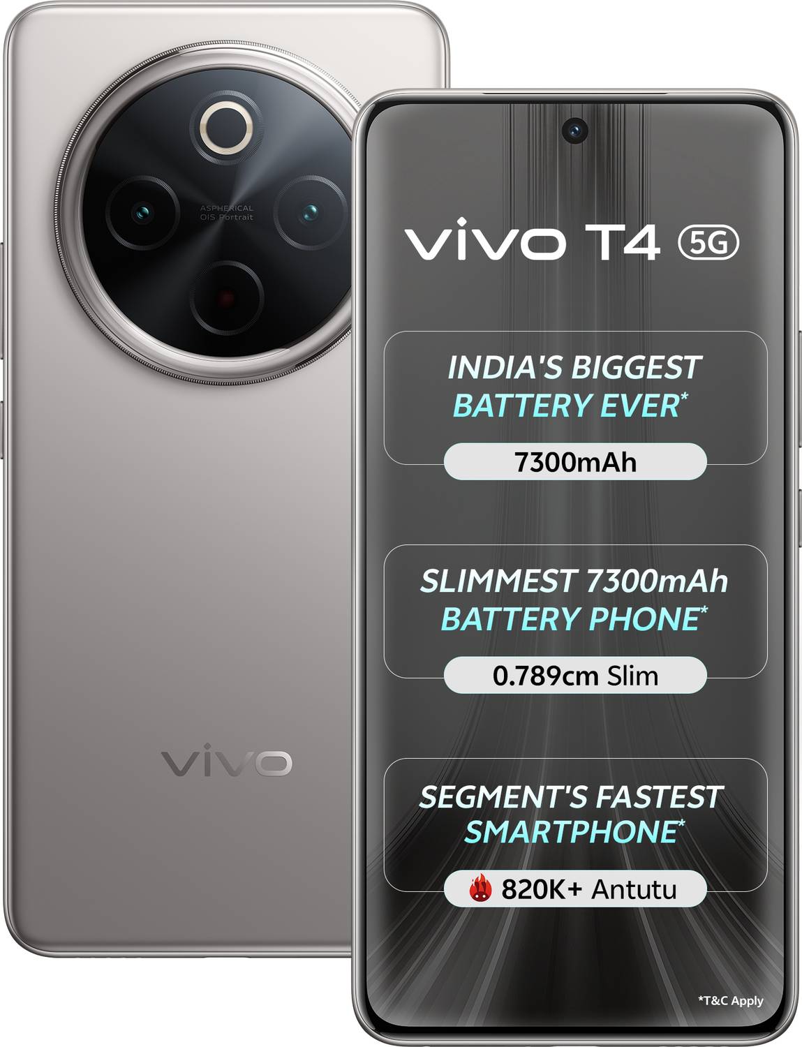 vivo T4 5G (128 GB, Phantom Grey) - Image 1