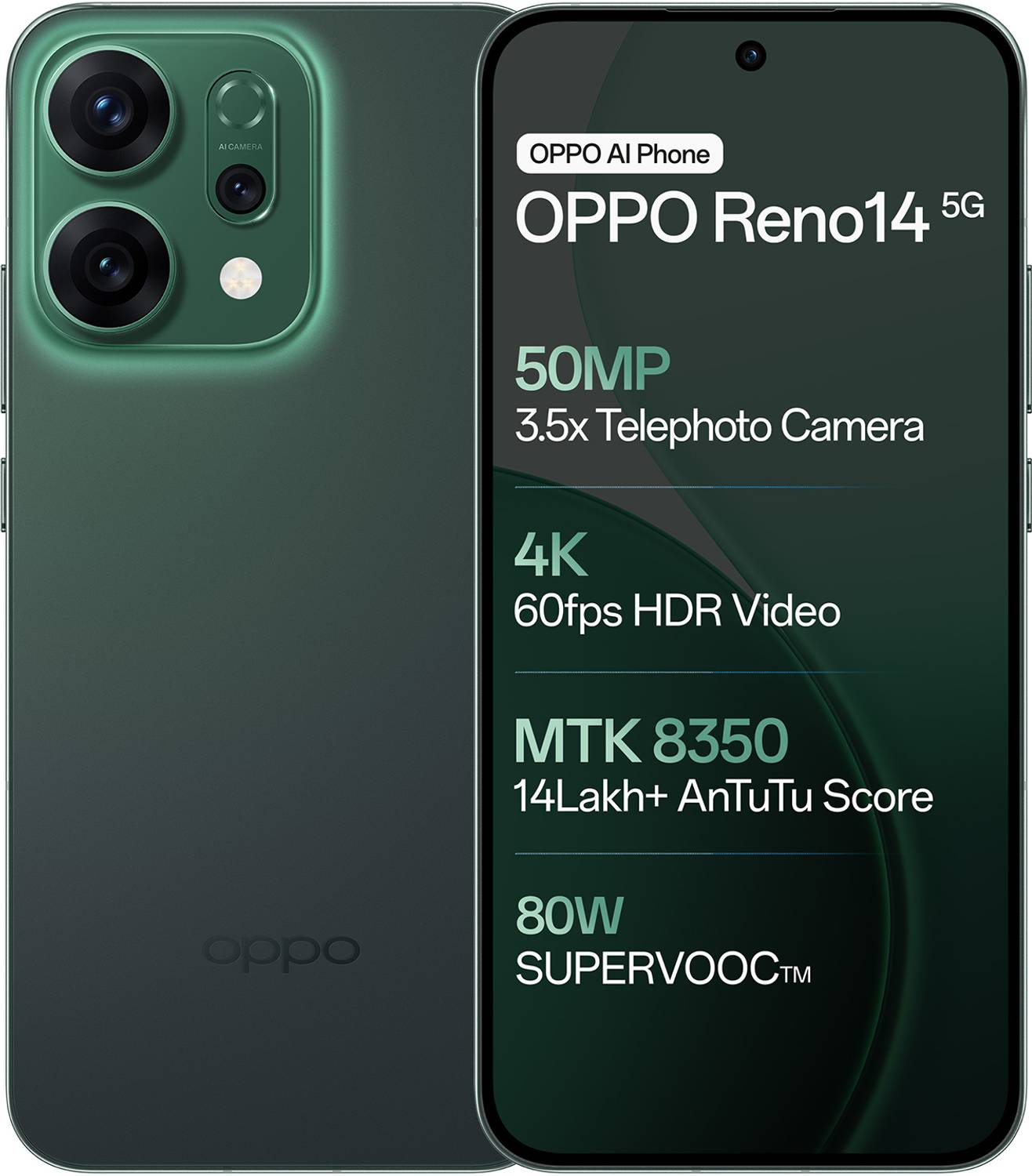 OPPO Reno14 5G (Forest Green, 256 GB) (8 GB RAM)