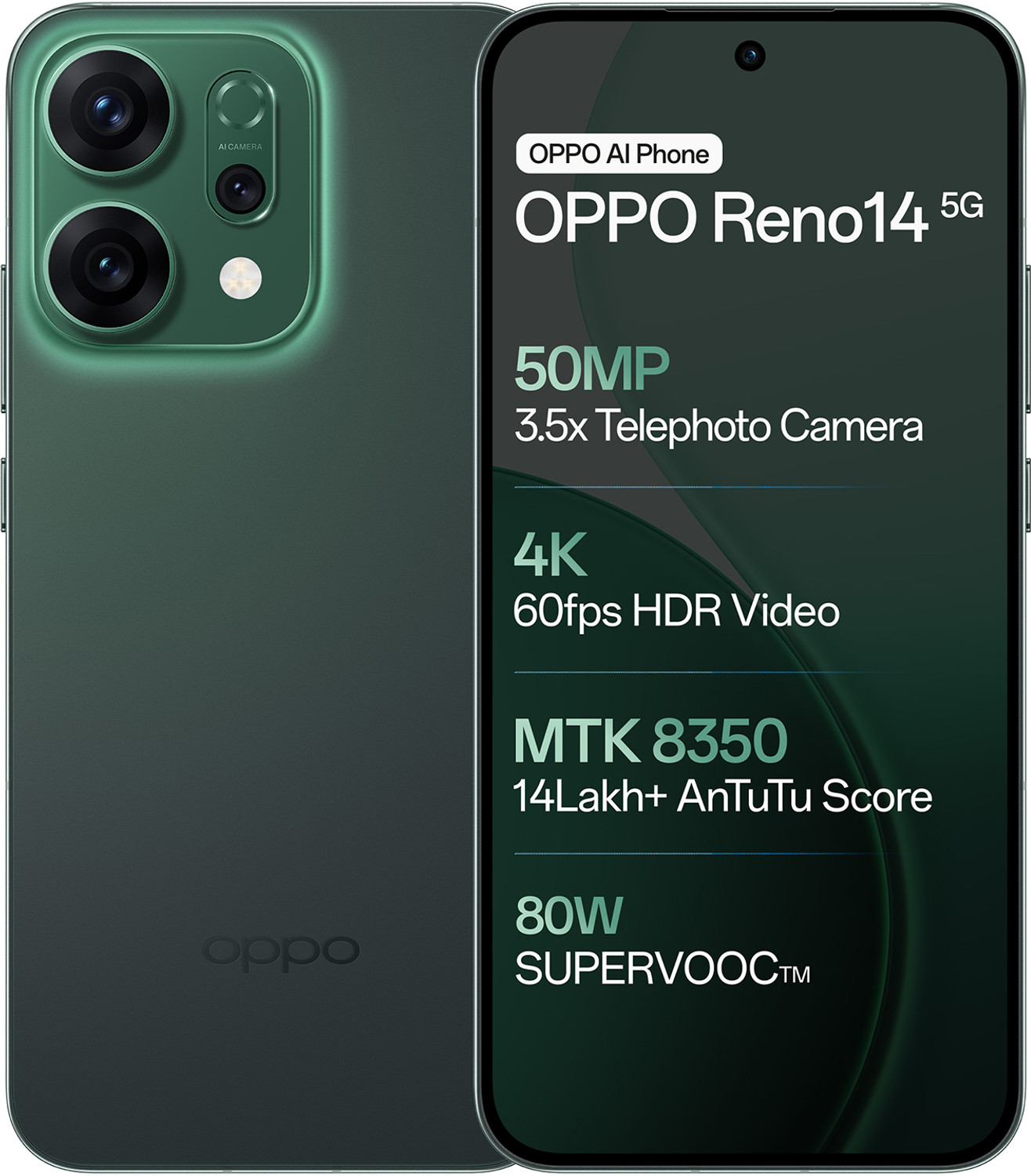 Image of OPPO Reno14 5G (Forest Green, 512 GB)