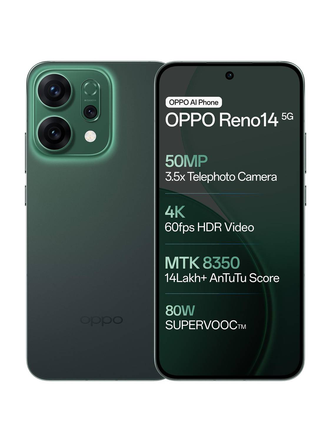 OPPO Reno14 5G (256 GB, Forest Green) - Image 1