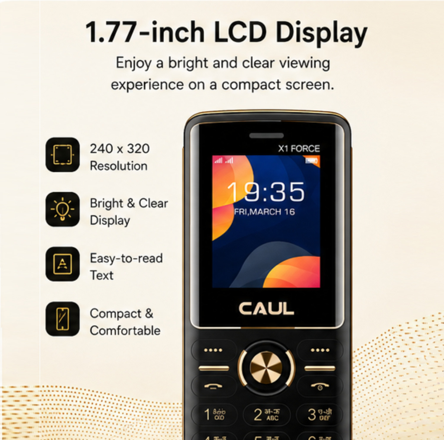 Image of CAUL X1 FORCE 2G Feature Phone with Dual SIM | Rear Camera | 1000mAh Battery