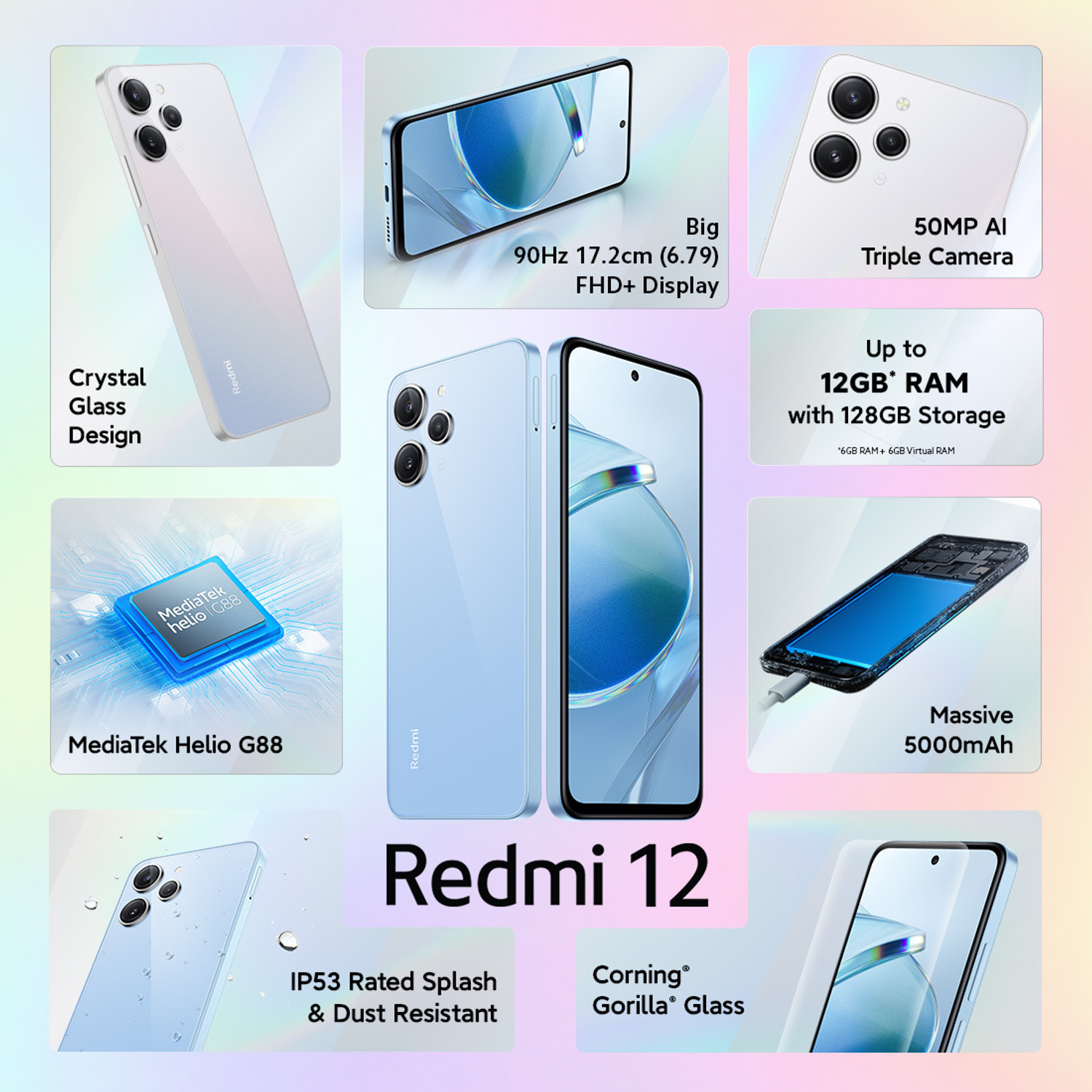 Image of REDMI 12 (Pastel Blue, 128 GB)