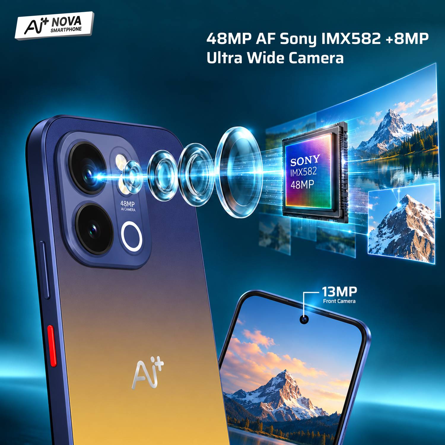 Ai+ Nova 2 Power 5G 128GB Golden Blue - Image 2