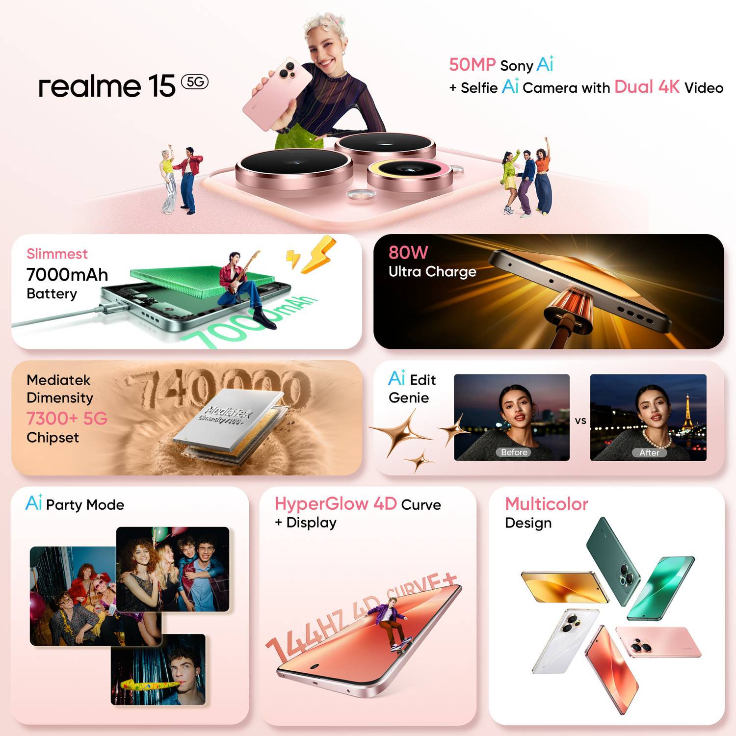 realme 15 5G 128GB Silver - Image 2