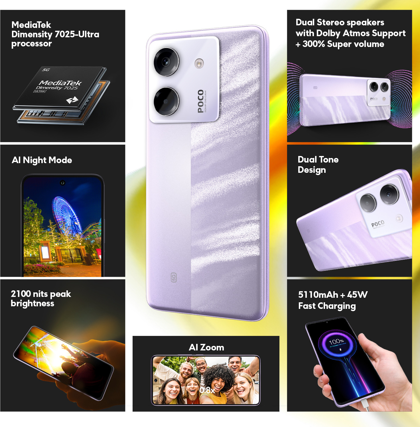 Image of POCO M7 Pro 5G (Lavender Frost, 256 GB)