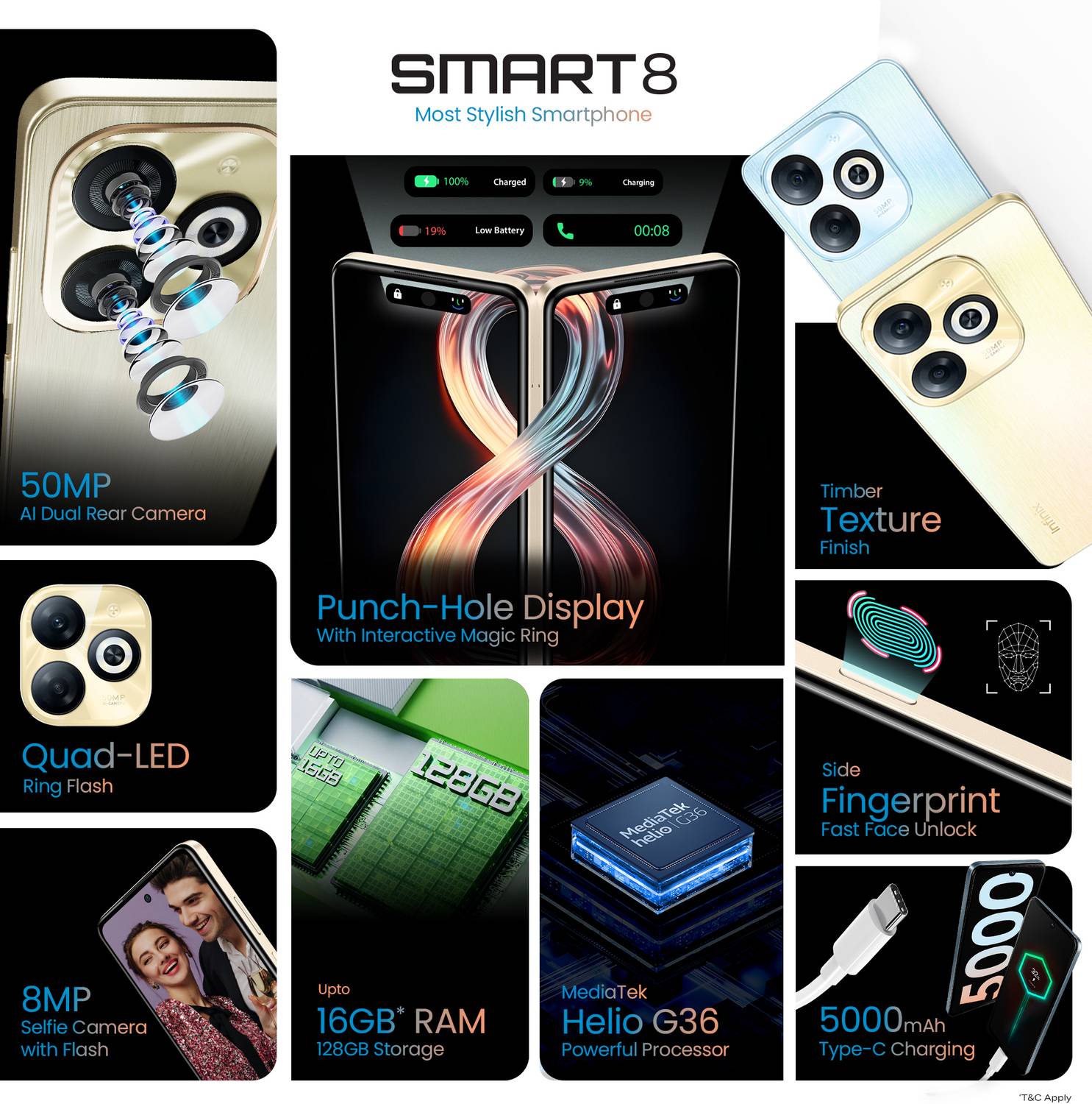 Infinix SMART 8 128GB Shiny Gold - Image 4