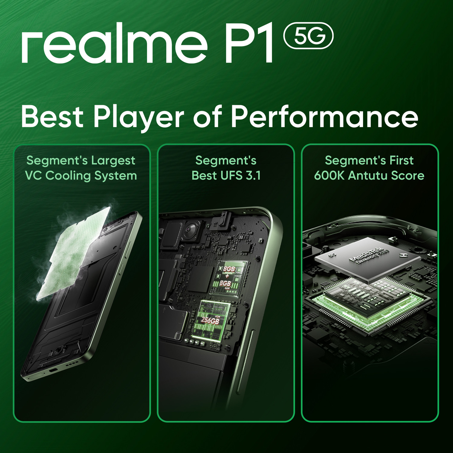 Image of realme P1 5G (Peacock Green, 128 GB)