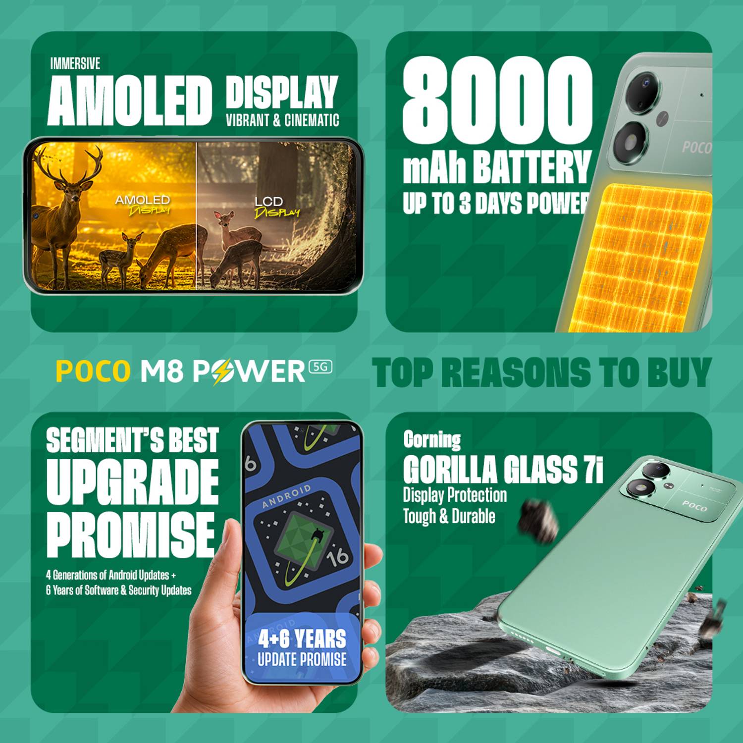 POCO M8 Power 5G 128GB Green - Image 2