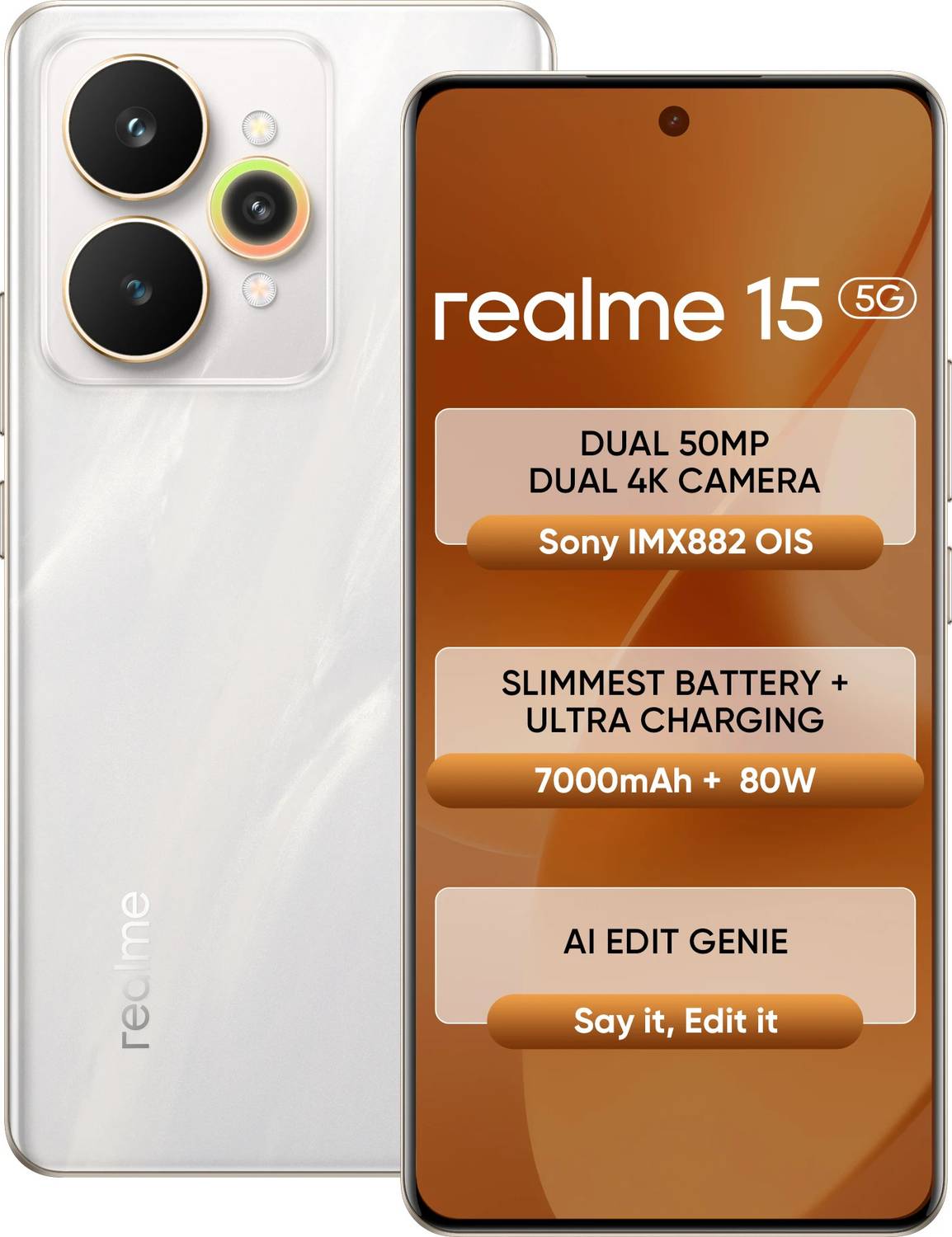 realme 15 5G 128GB Silver - Image 1