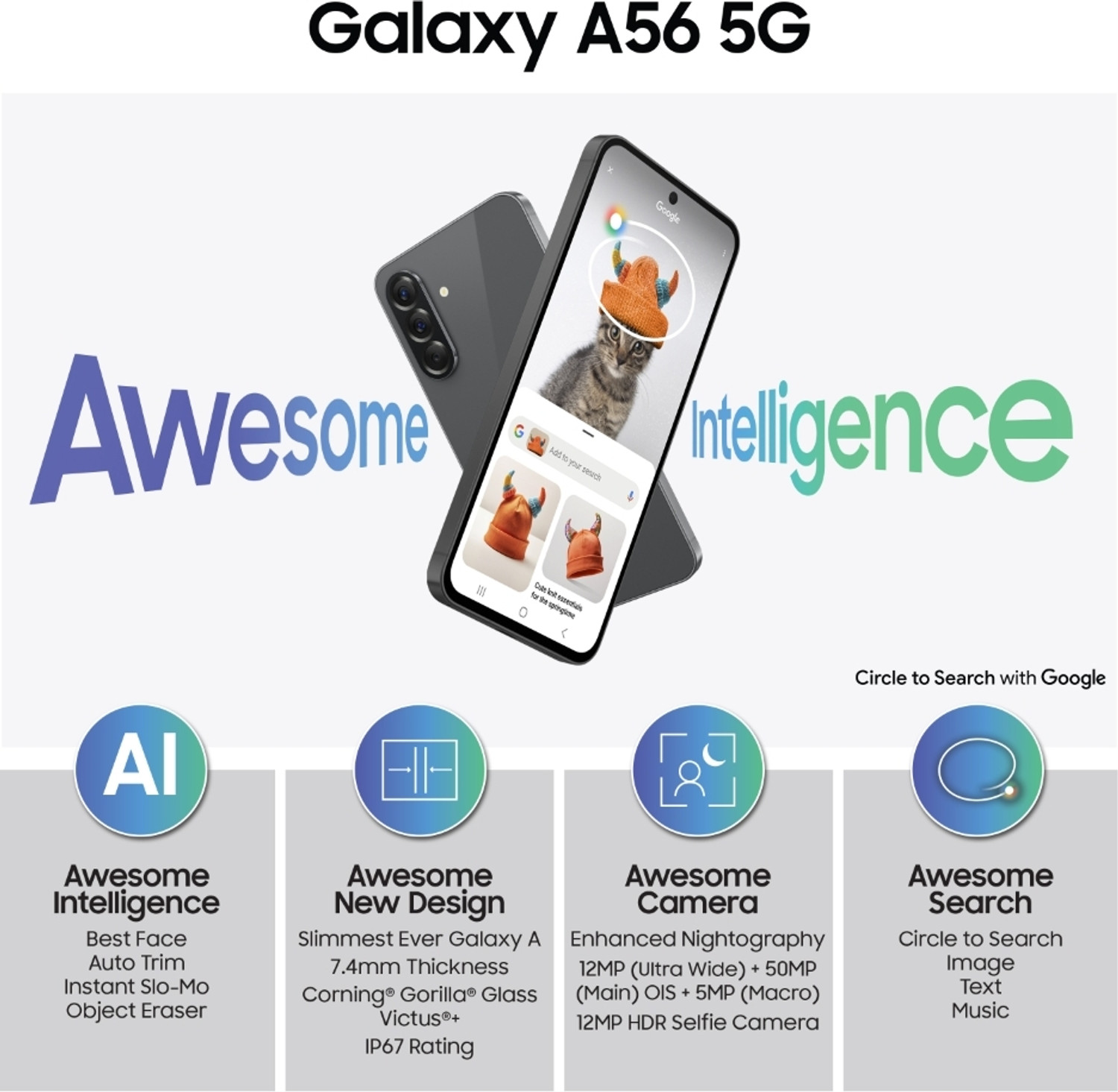 Image of Samsung Galaxy A56 5G (Awesome Graphite, 256 GB)