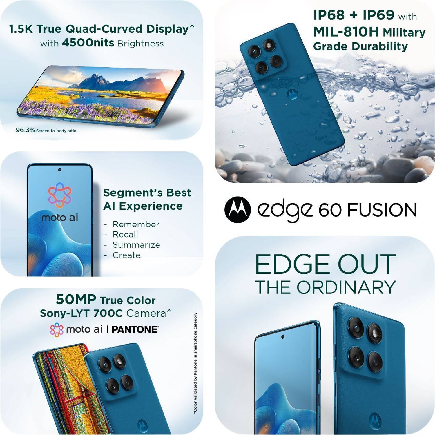 MOTOROLA Edge 60 Fusion 5G 256GB Blue - Image 4