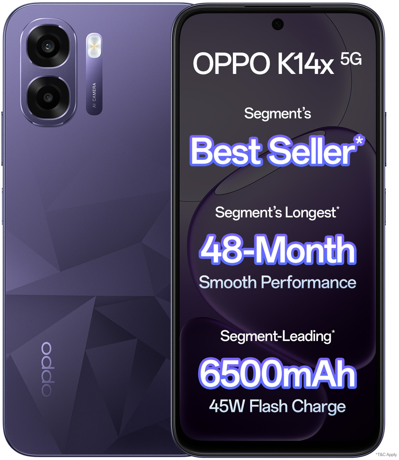 Image of OPPO K14x 5G (Prism Violet, 128 GB)