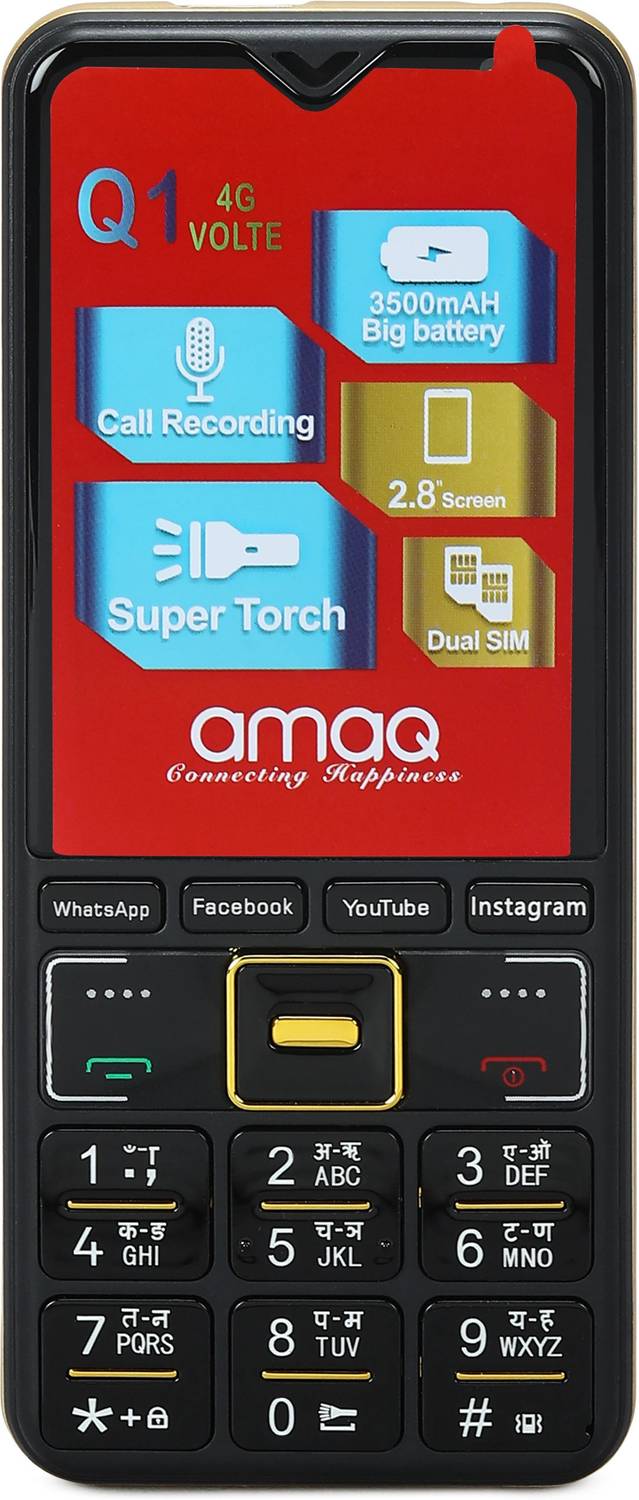 amaq 4G/VOLTE supported Dual Sim, Touch and Keypad mobile (Black)