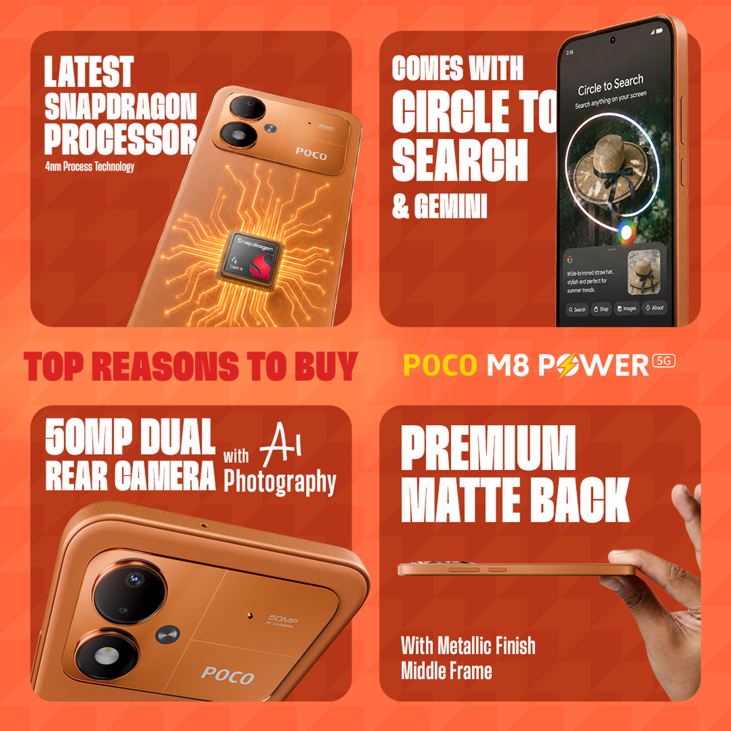 Image of POCO M8 Power 5G (Blaze Orange, 128 GB)