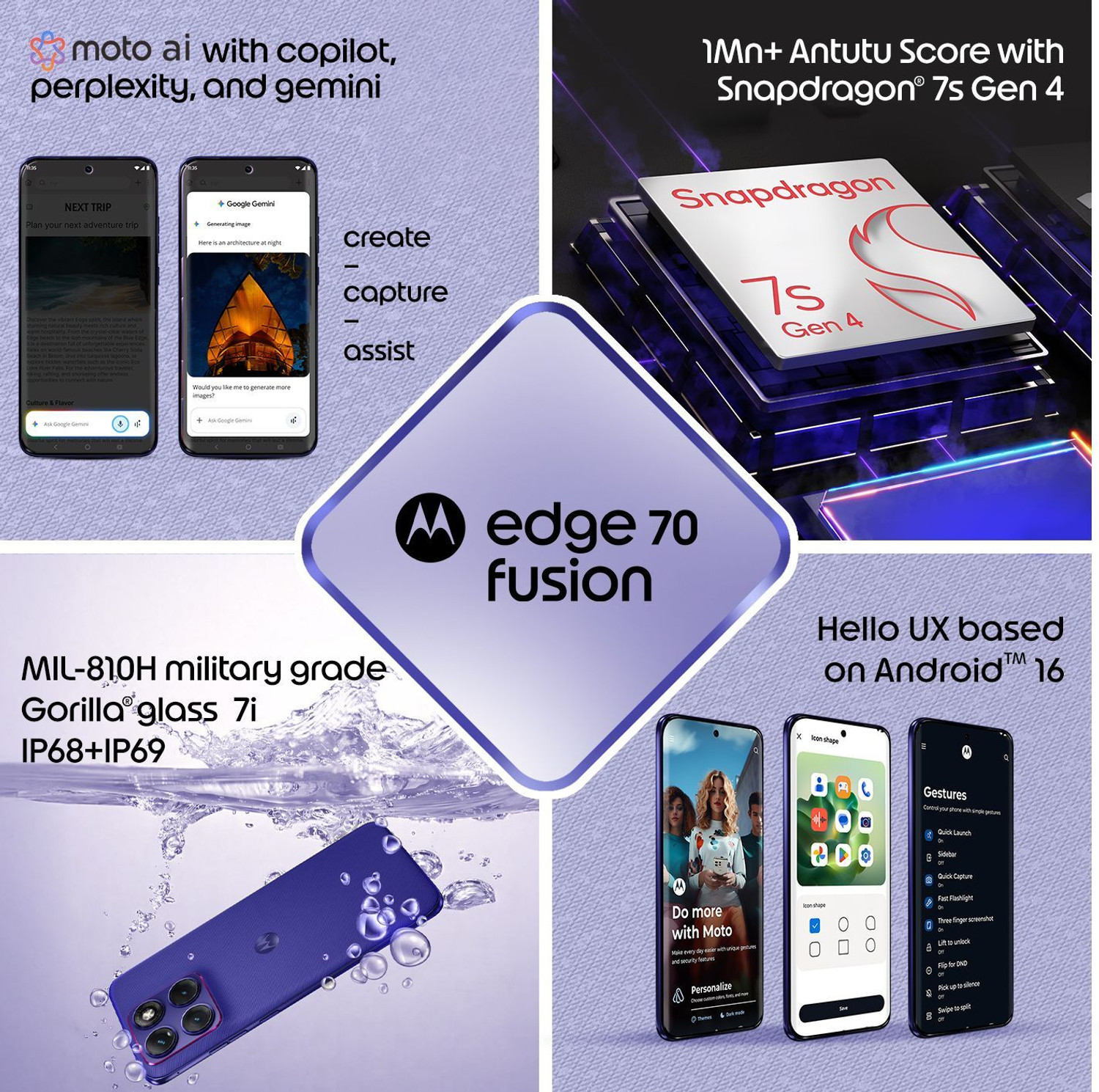 Image of MOTOROLA Edge 70 Fusion (Pantone ORIENT BLUE, 512 GB)