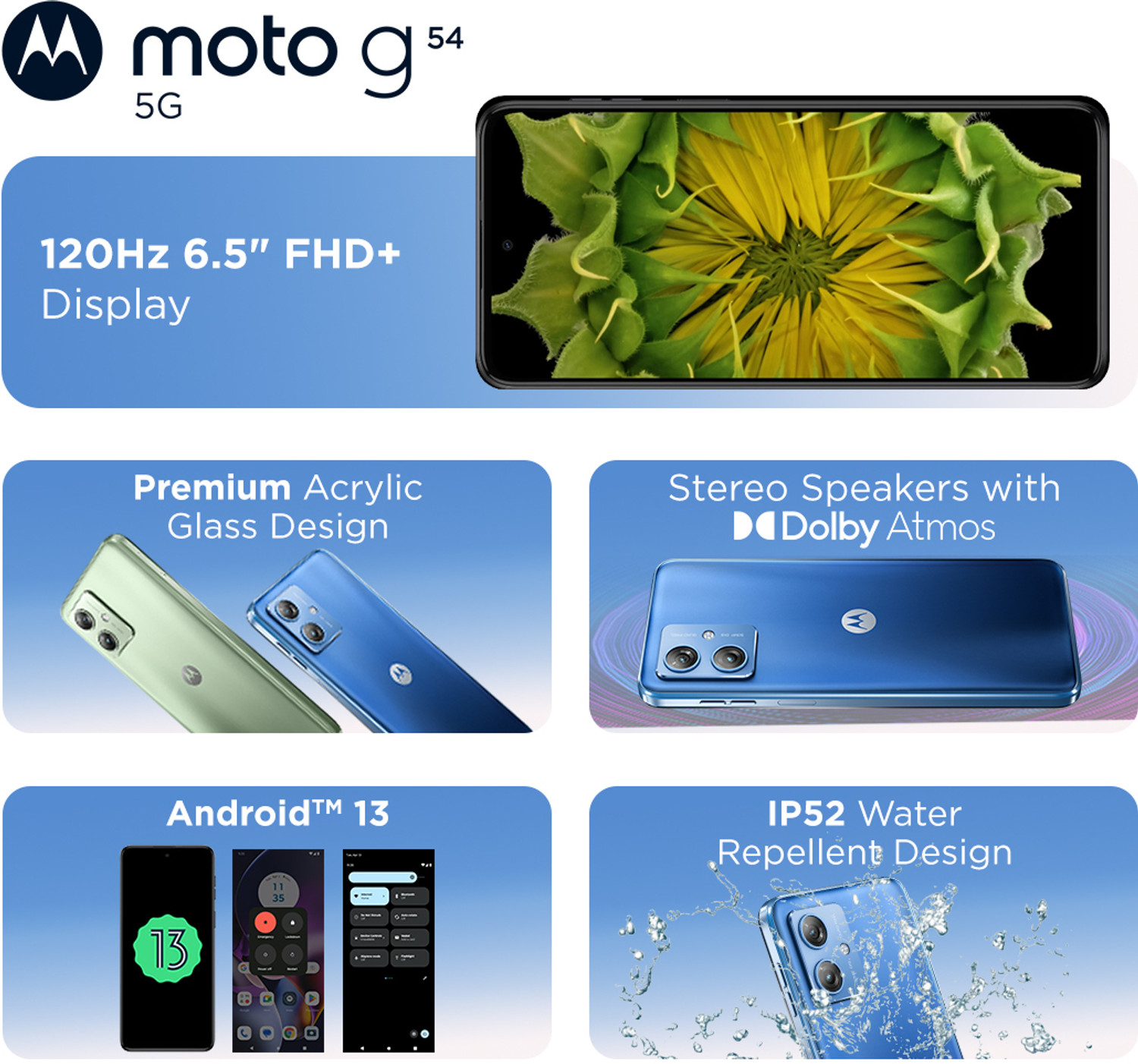 Image of Motorola g54 5G (Pearl Blue, 128 GB)