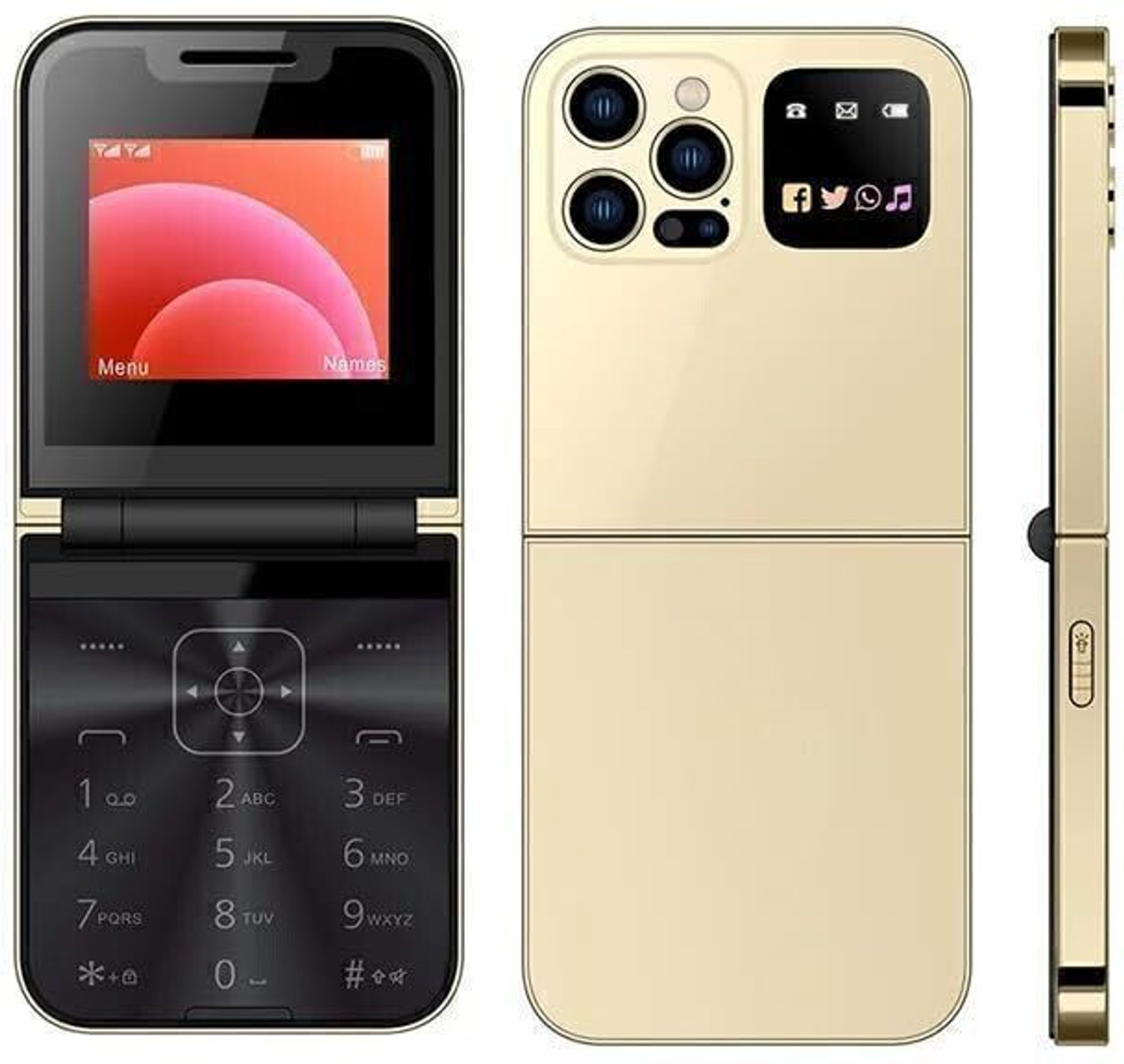 Image of Mobilezone Rock Z Flip Dual Sim |Keypad Mobile| with 2.4 inch Display Call & SMS Indicator (Gold)