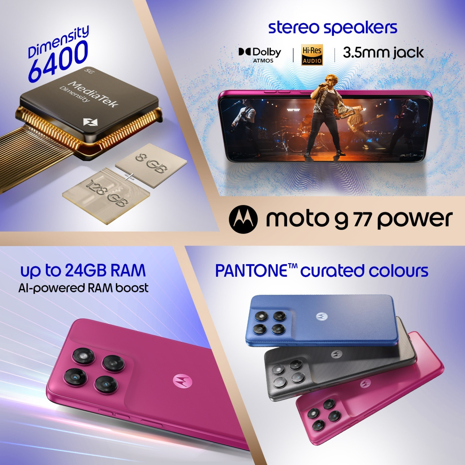 Image of MOTOROLA G77 Power (PANTONE Fuchsia Red, 128 GB)