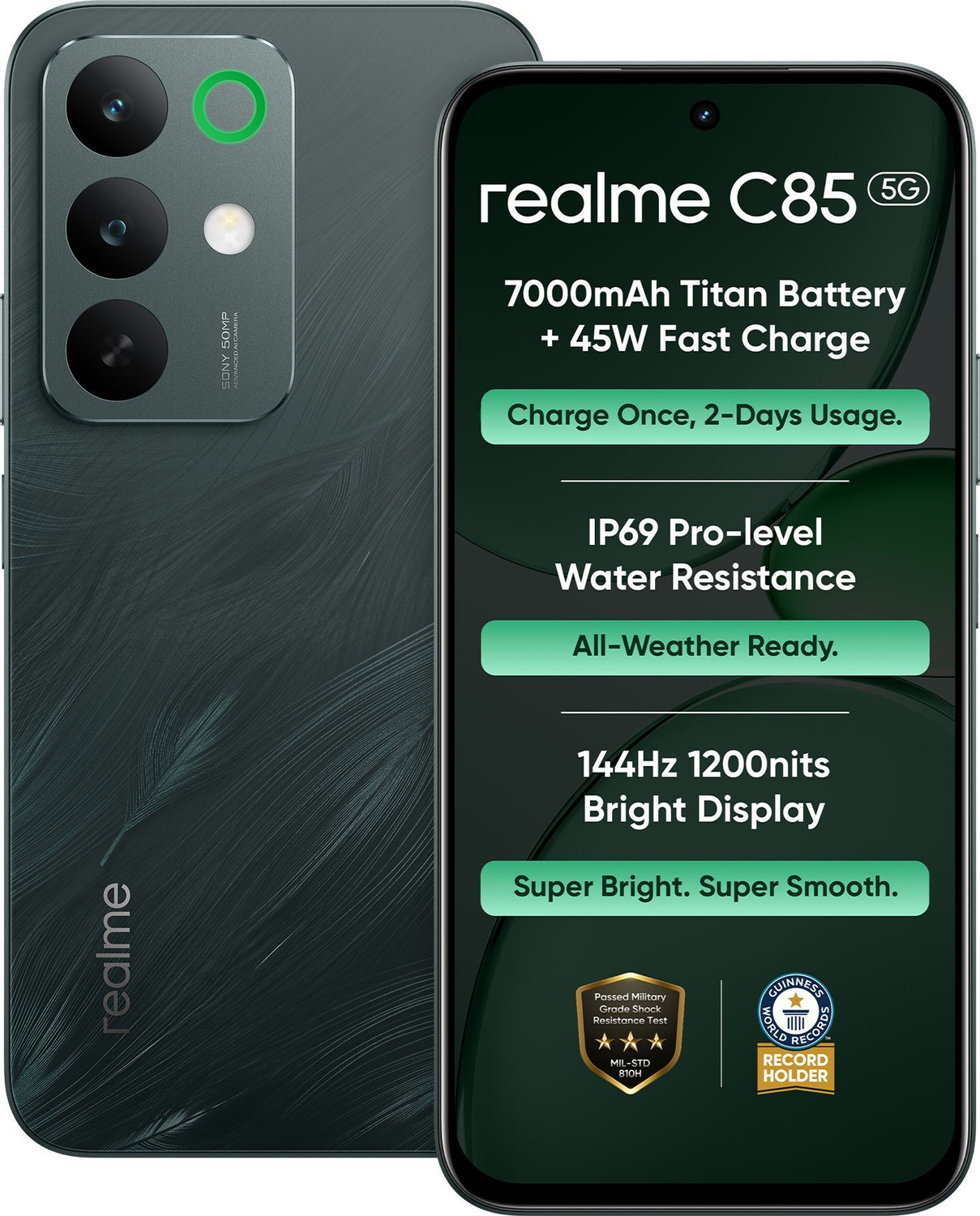 Image of realme C85 5G (Peacock Green, 128.0 GB)