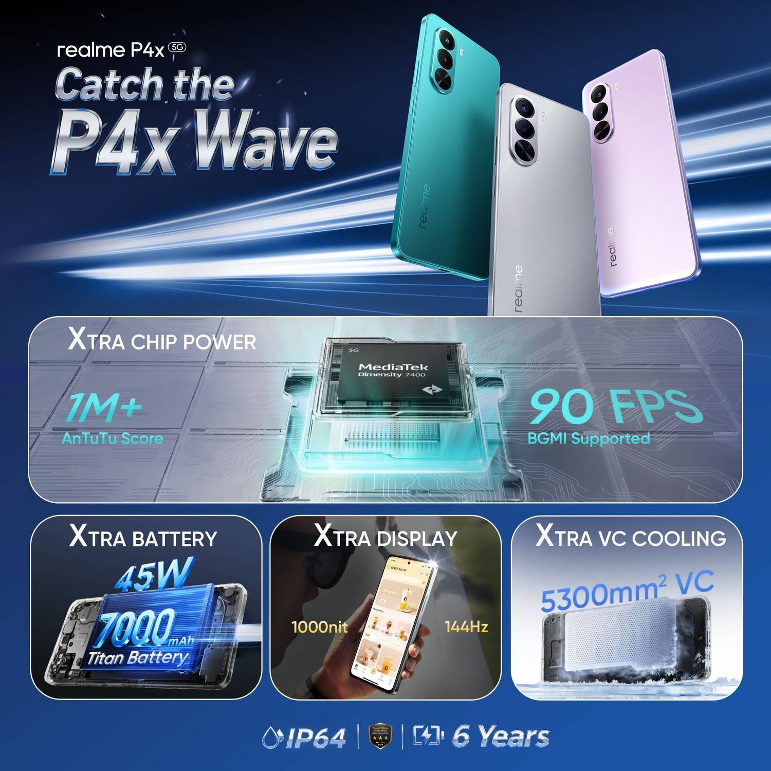 realme P4x 5G 128GB Matte Silver - Image 2
