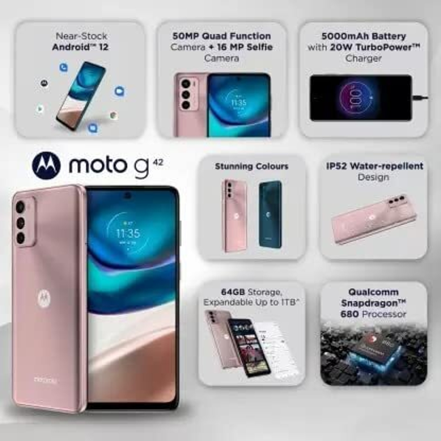 Image of Motorola G42 (Metallic Rose, 64 GB)