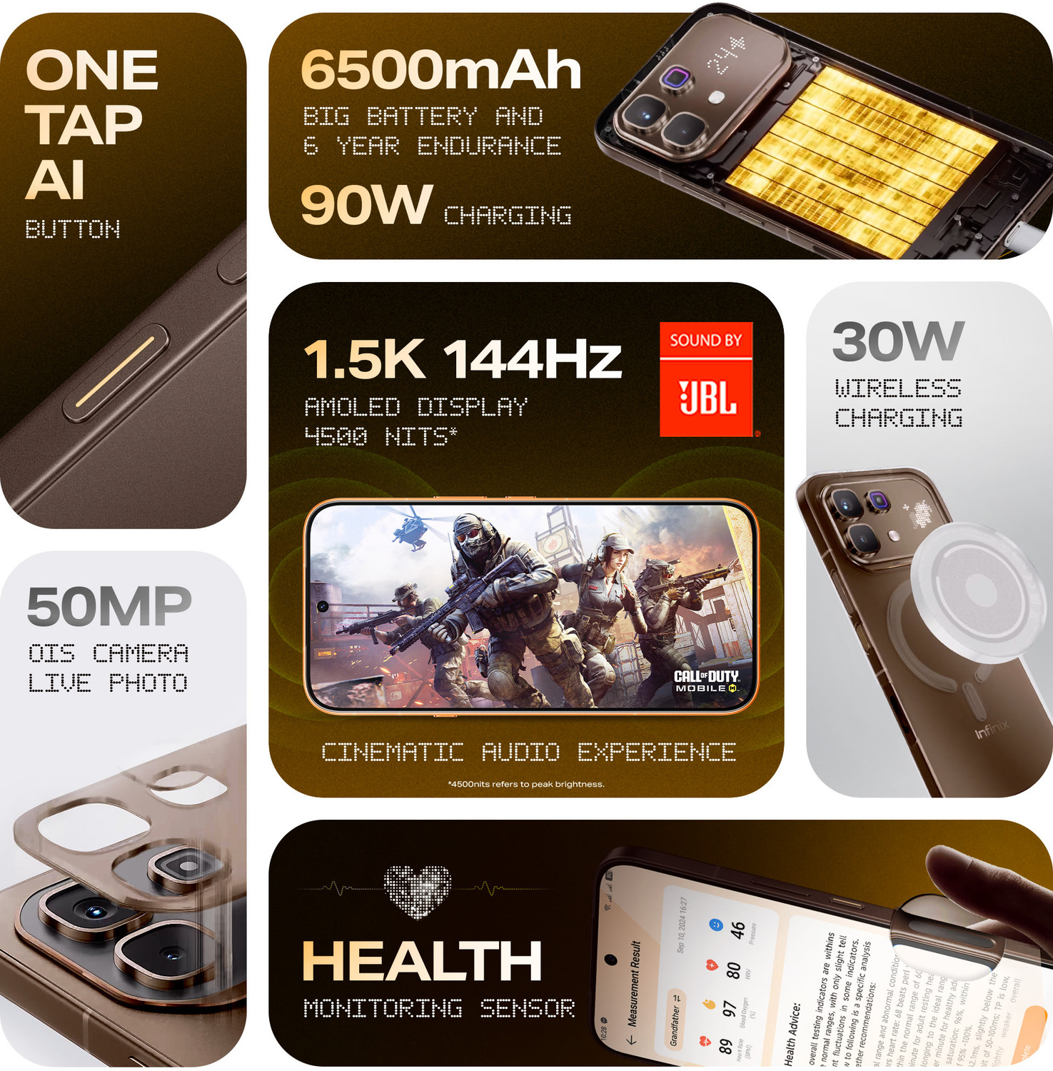 Image of Infinix NOTE 60 Pro (Tactical ED(Mocha Brown), 256 GB)
