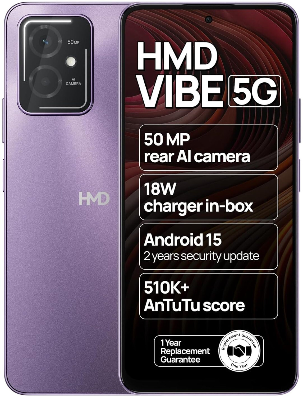 Image of HMD Vibe 5G (Purple, 128 GB)