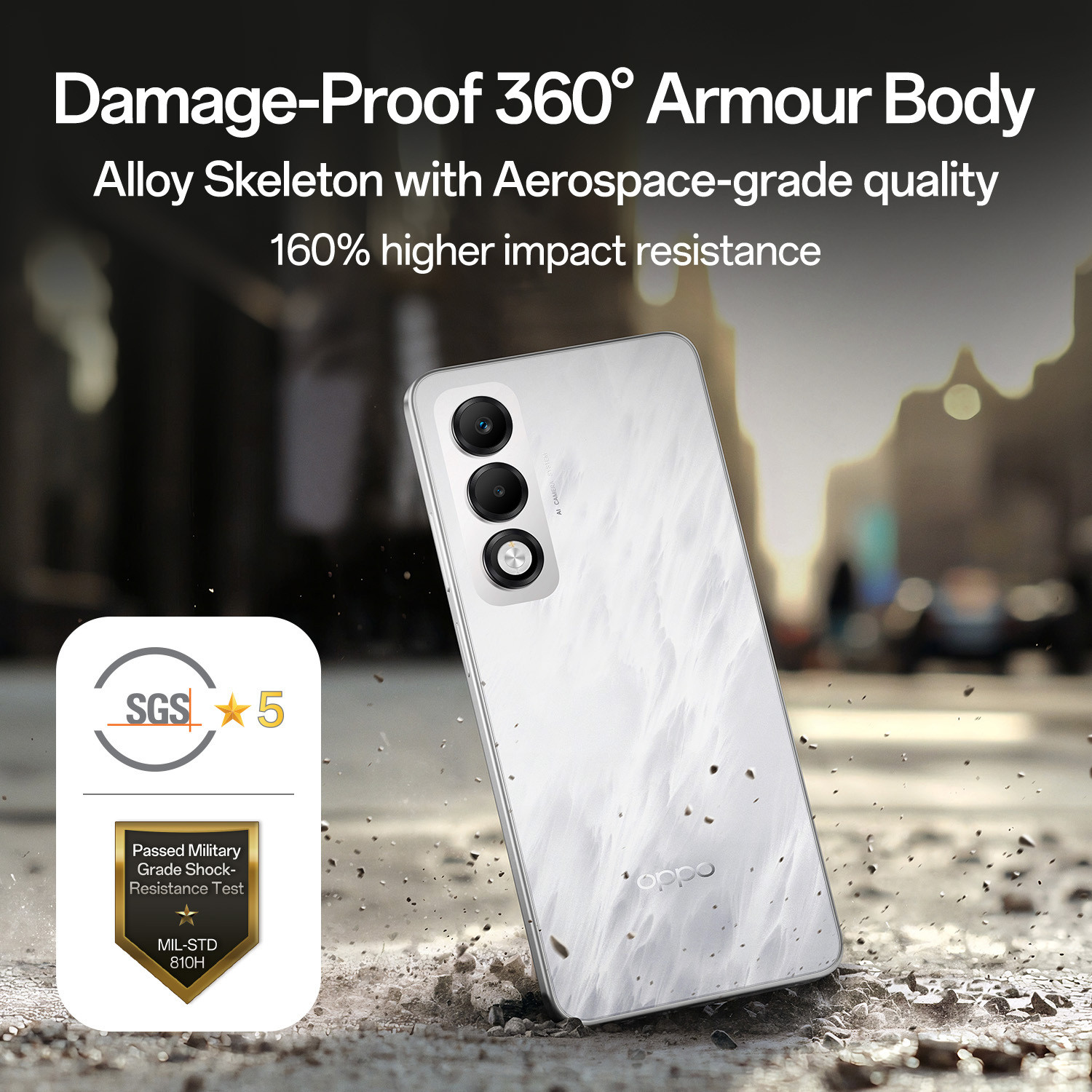 Image of OPPO K13x 5G 6000mAh and 45W SUPERVOOC Charger & AI (Mist White, 128 GB)