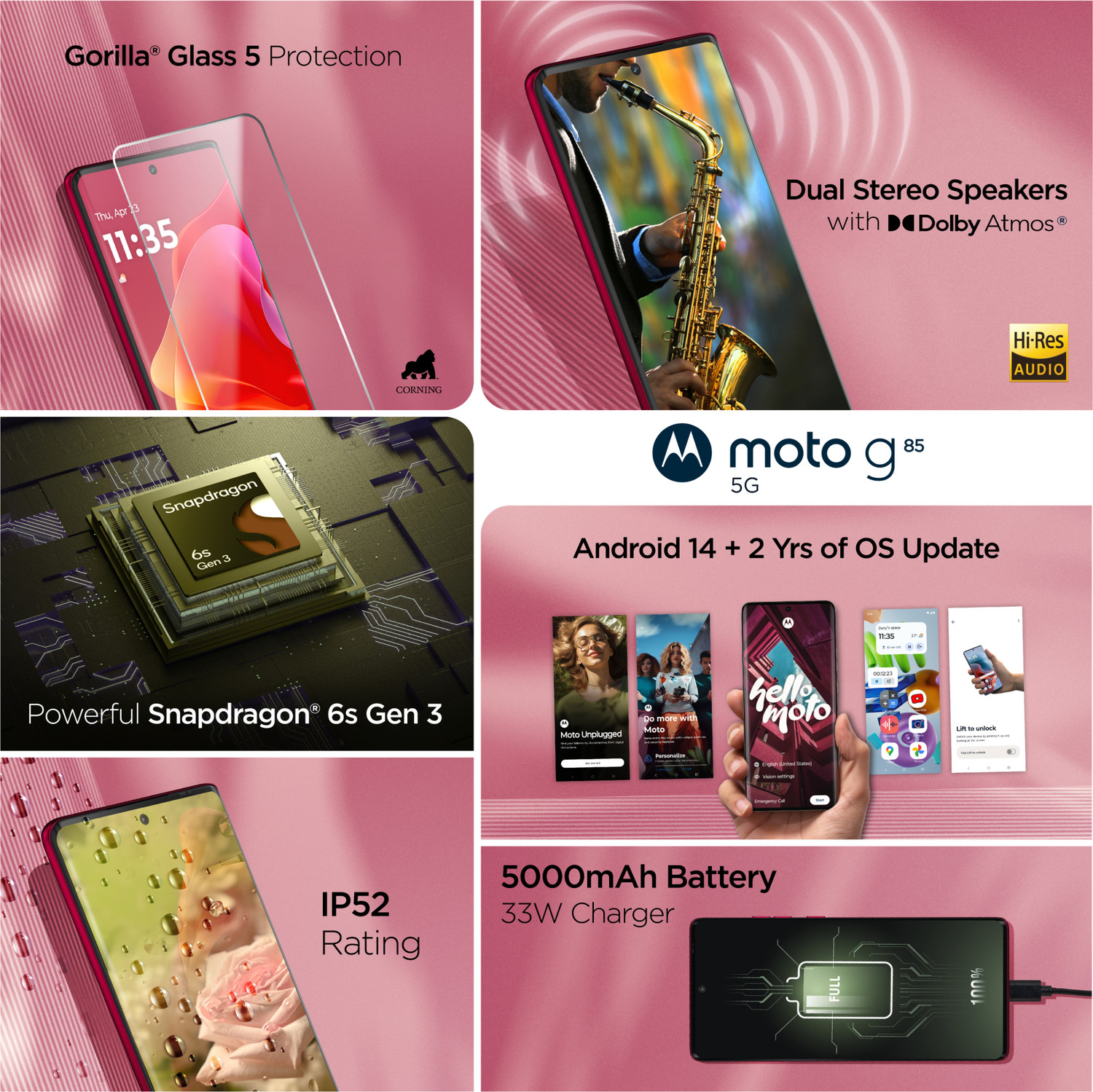Image of Motorola G85 5G (Viva Magenta, 128 GB)