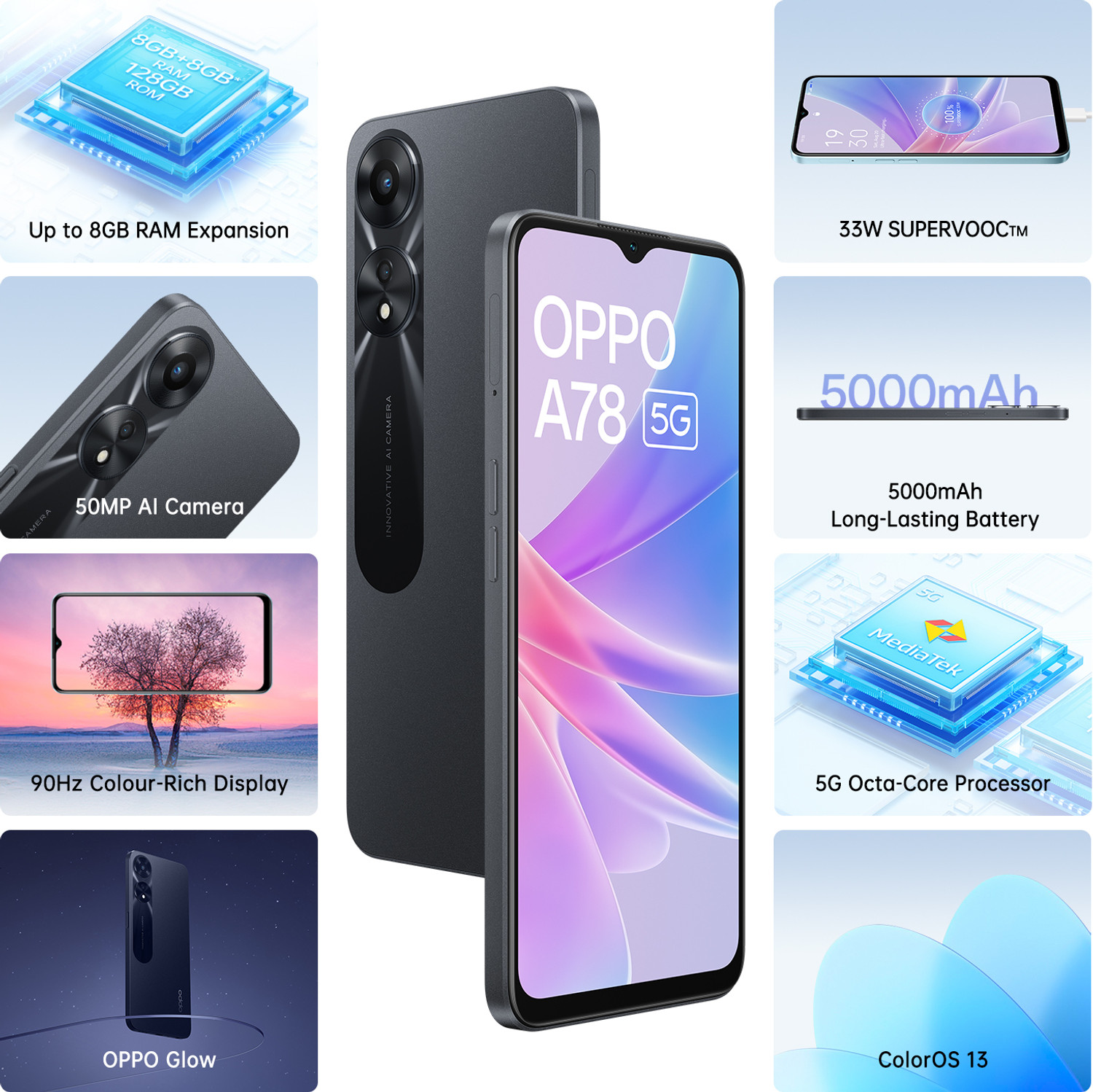 Image of OPPO A78 5G (Glowing Black, 128 GB)