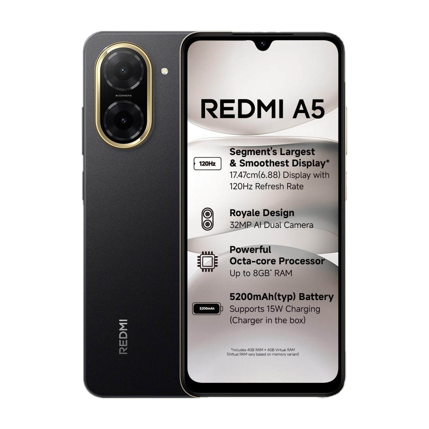 Redmi A5 64GB Just Black - Image 1
