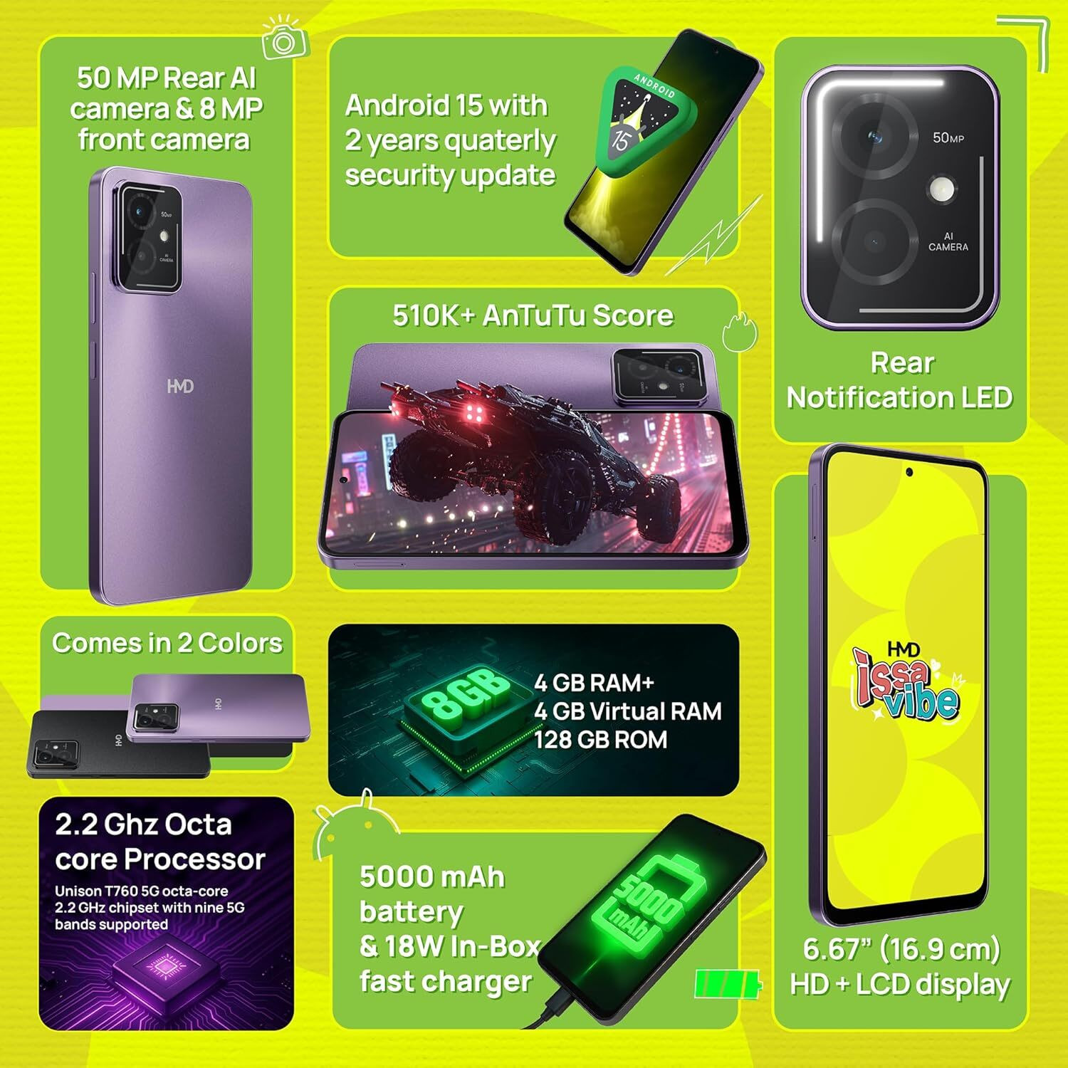 Image of HMD Vibe 5G (Purple, 128 GB)