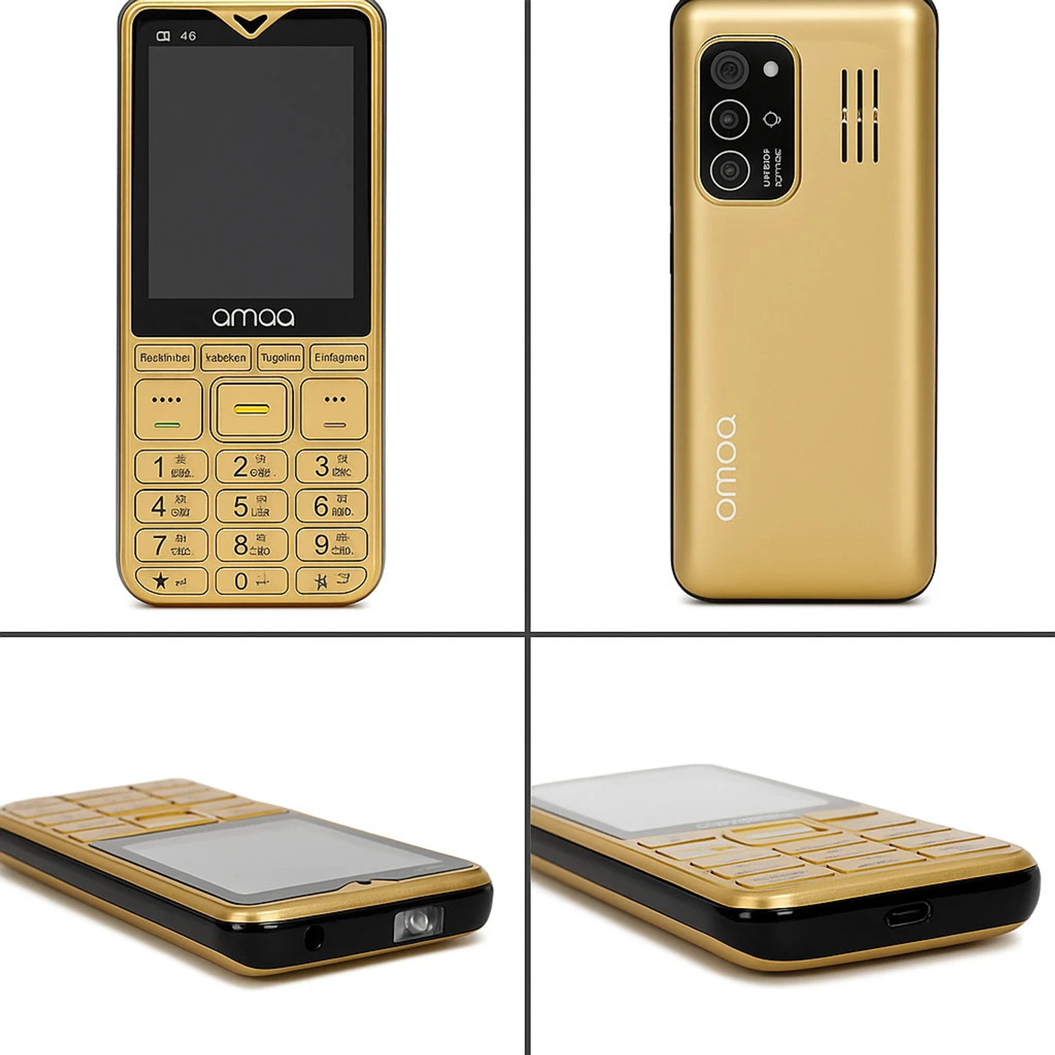 Image of amaq 4G Touch Keypad Mobile 2.8 inch Dual SIM 3500mAh WhatsApp FB Insta 2Yr Warranty (Gold, 512 MB)