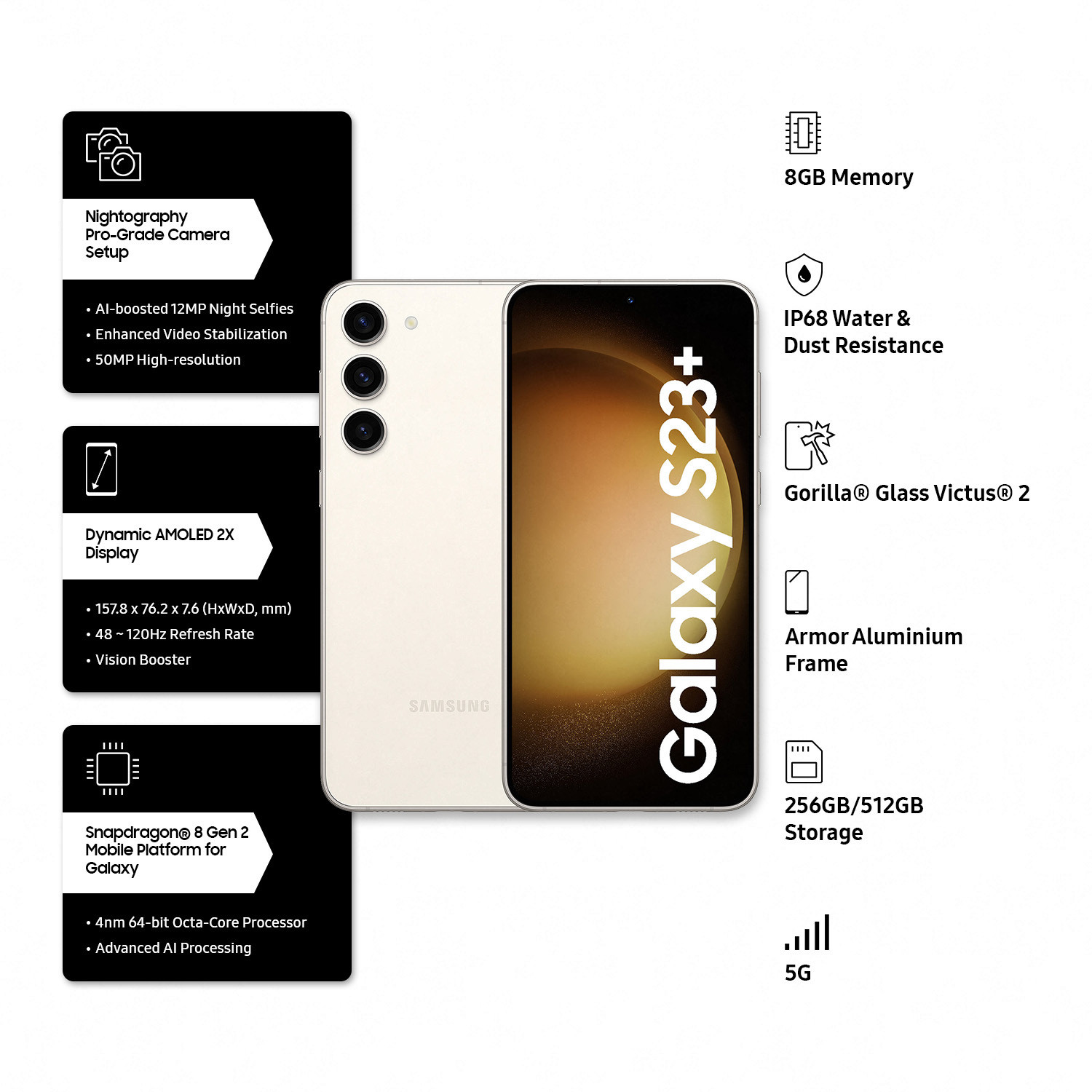 Image of Samsung Galaxy S23 Plus 5G (Cream, 512 GB)