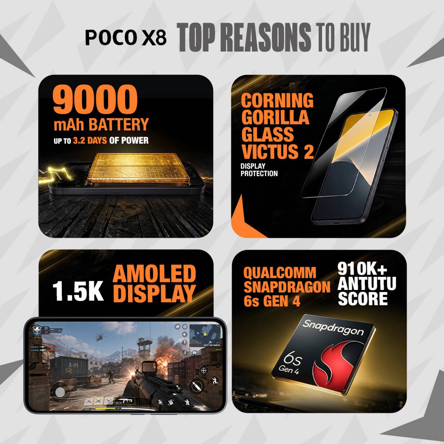 POCO X8 (Black, 128 GB) - Image 3